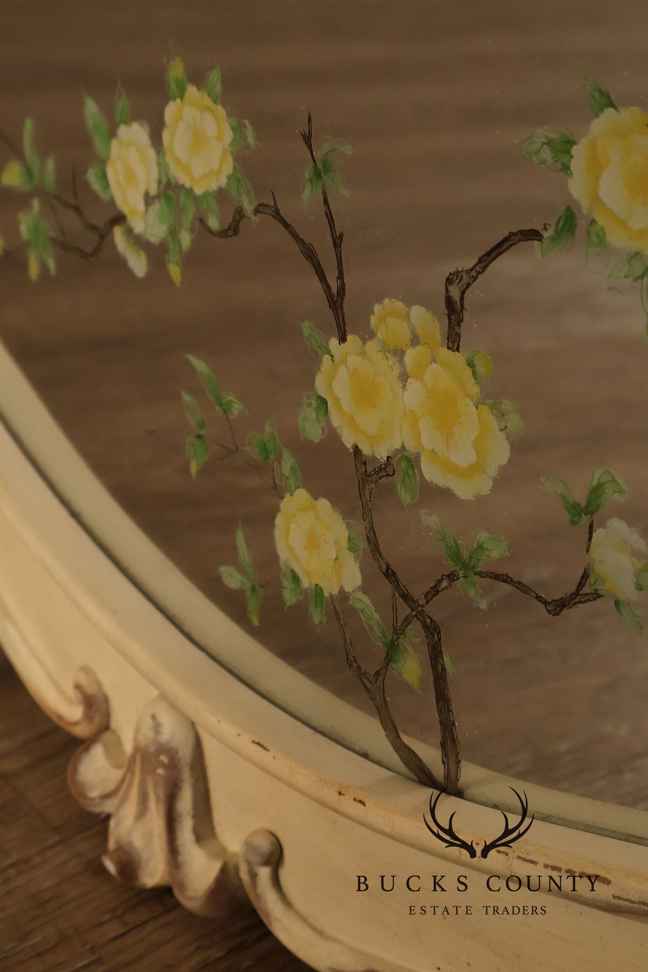 French Provincial Style Paint Decorated Wall Mirror