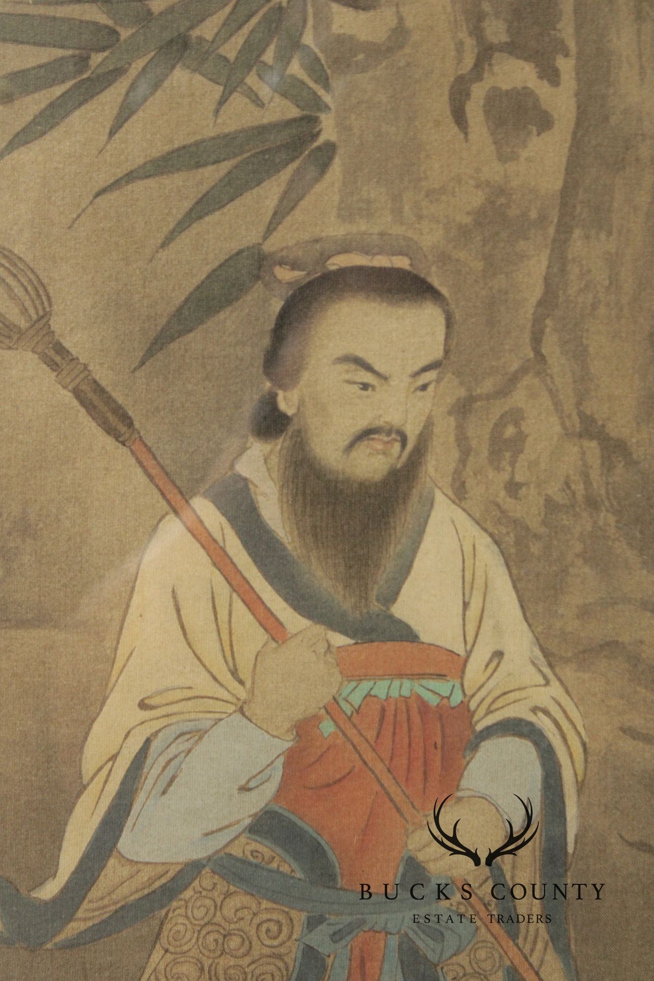 Framed Asian Figural Print After “Refusing The Seat”