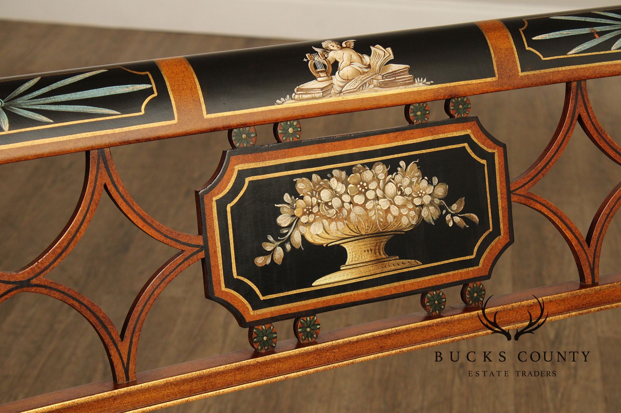 Galimberti Lino Italian Regency Style Paint Decorated Settee