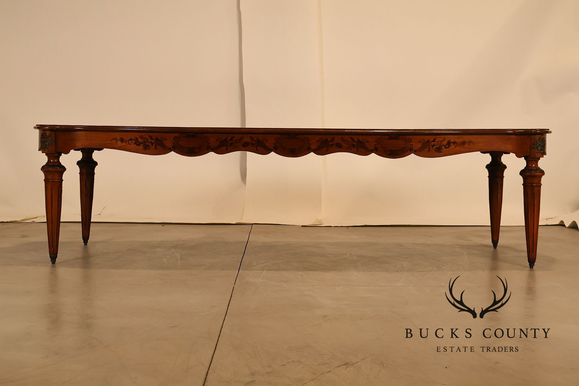 Custom Louis XVI Style Walnut Marquetry Dining Table