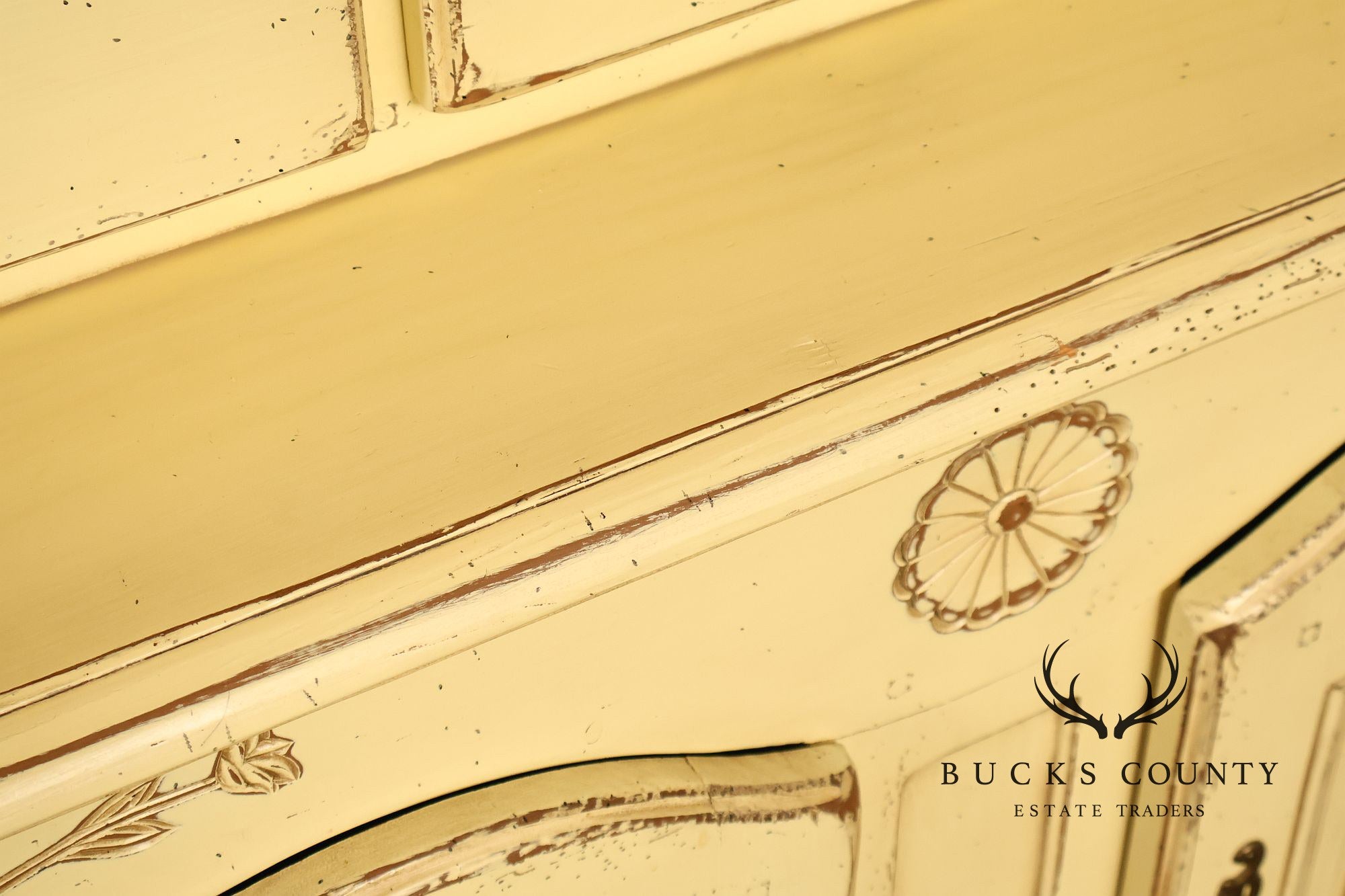 French Country Style Distress Painted China Cabinet