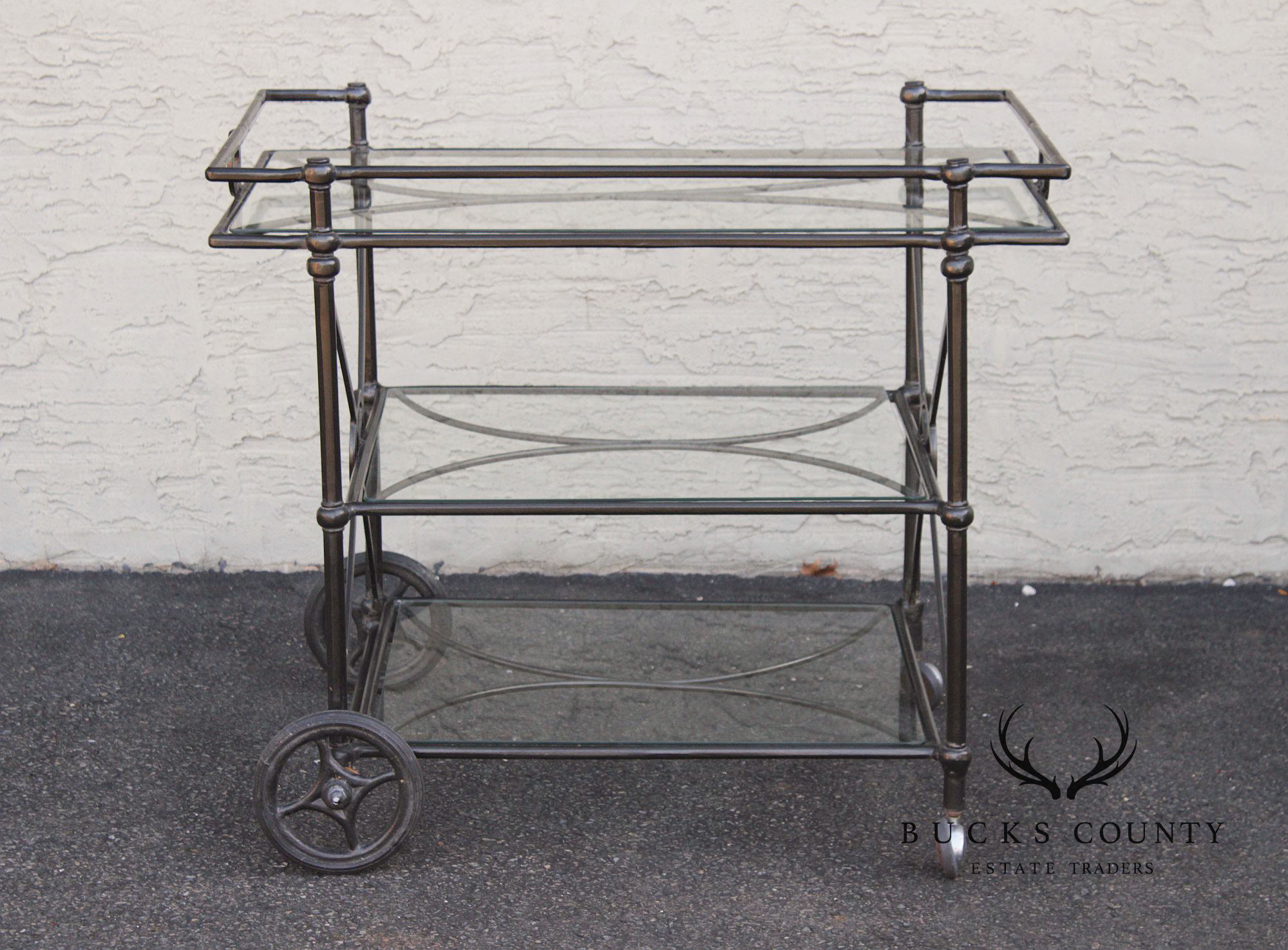 Woodard Delphi Three-Tier Patio Serving Bar Cart