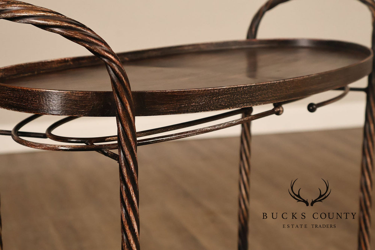 Twisted Metal Two-Tier Wine Rack Serving Stand