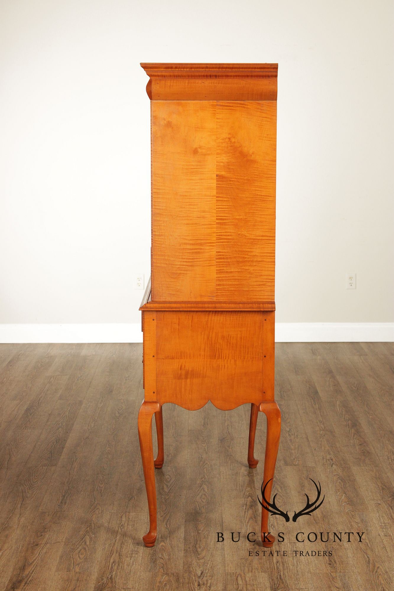 Simms & Thayer Queen Anne Style Tiger Maple Highboy