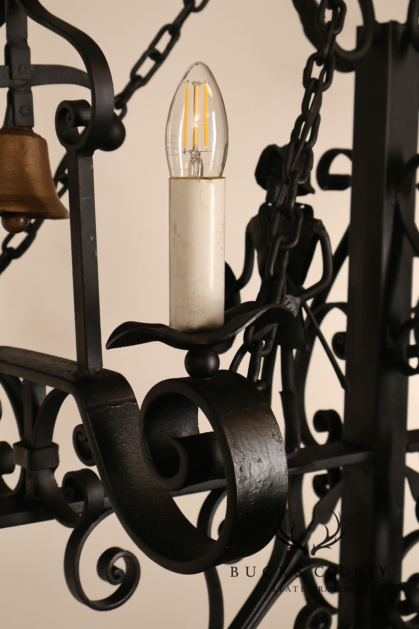 Quality Hand Forged Spanish Revival Wrought Iron Chandelier