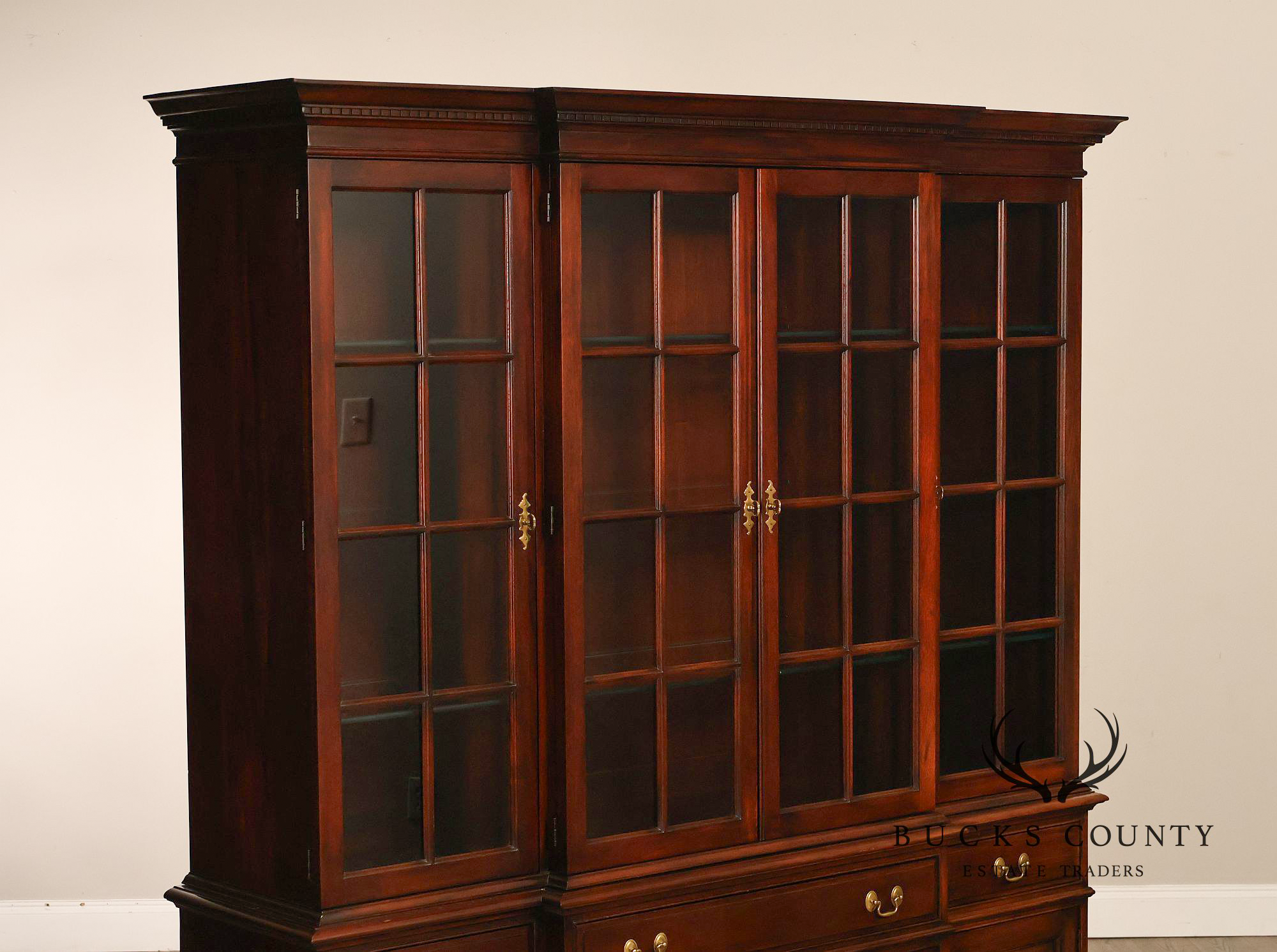 Pennsylvania House Chippendale Style Mahogany Breakfront China Cabinet