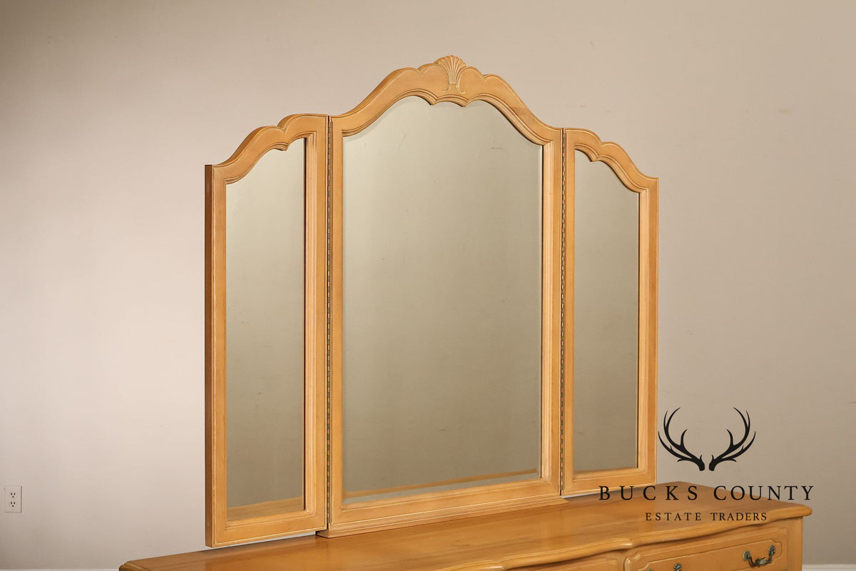 Ethan Allen French Country Style Maple Dresser with Mirror
