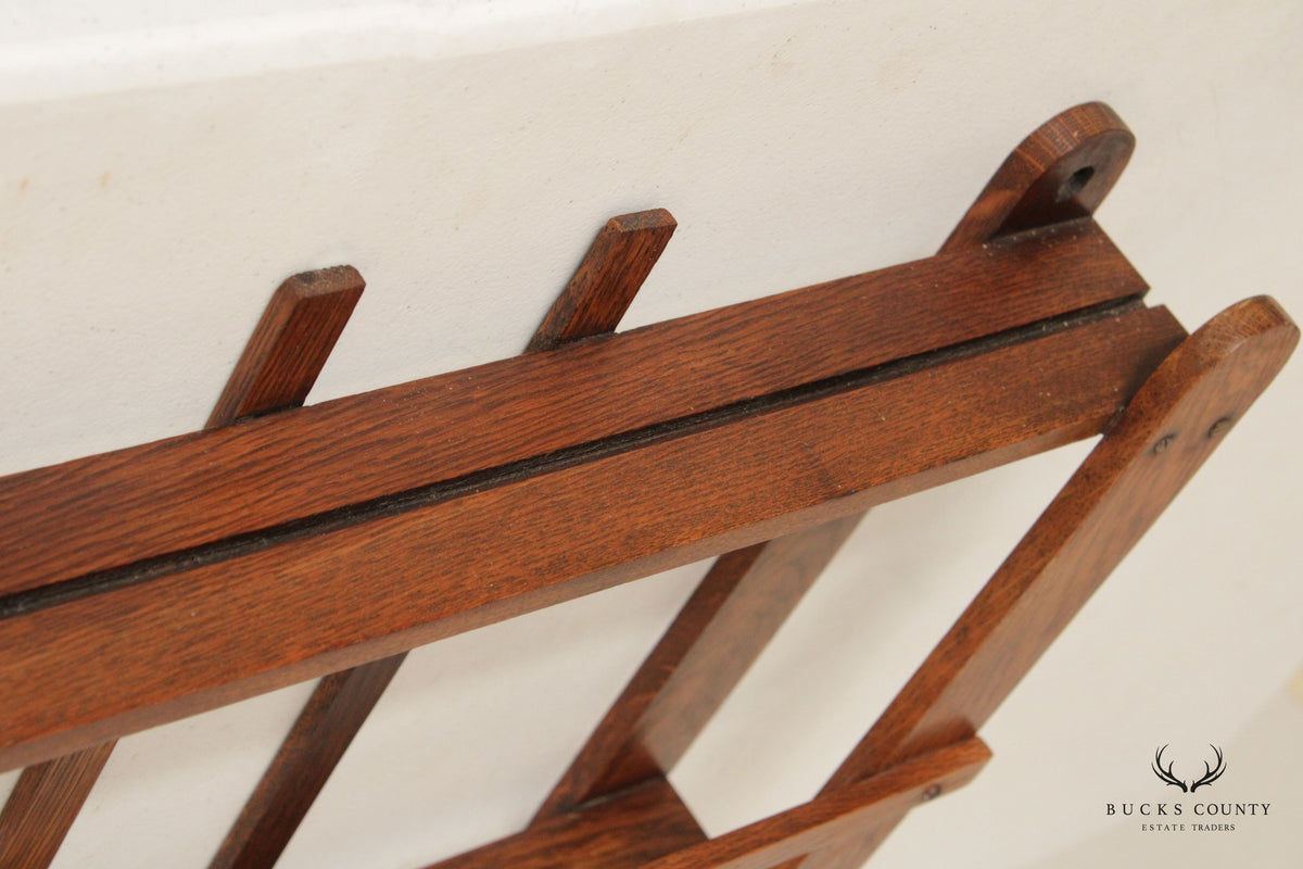 Arts And Crafts Oak Wall-Mounted Plate or Display Rack