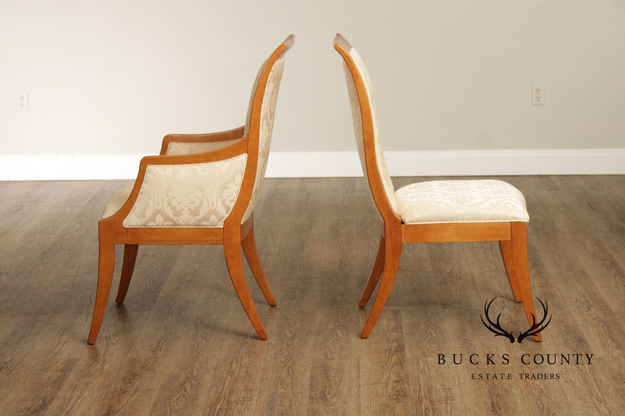 Hickory White Empire Style Set of Eight Maple Dining Chairs