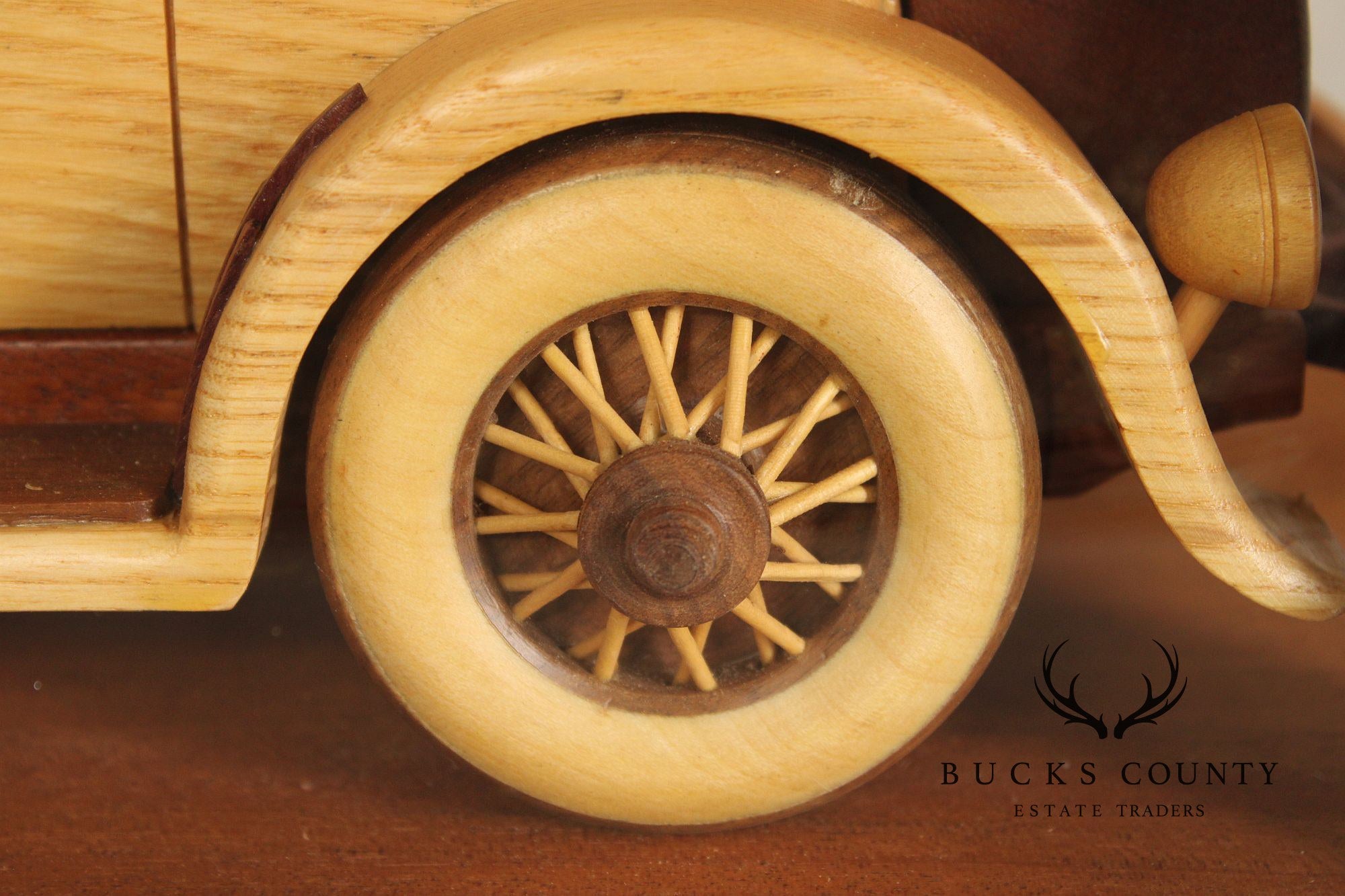 Carved Wood 1930 Duesenberg Model J in Display Case