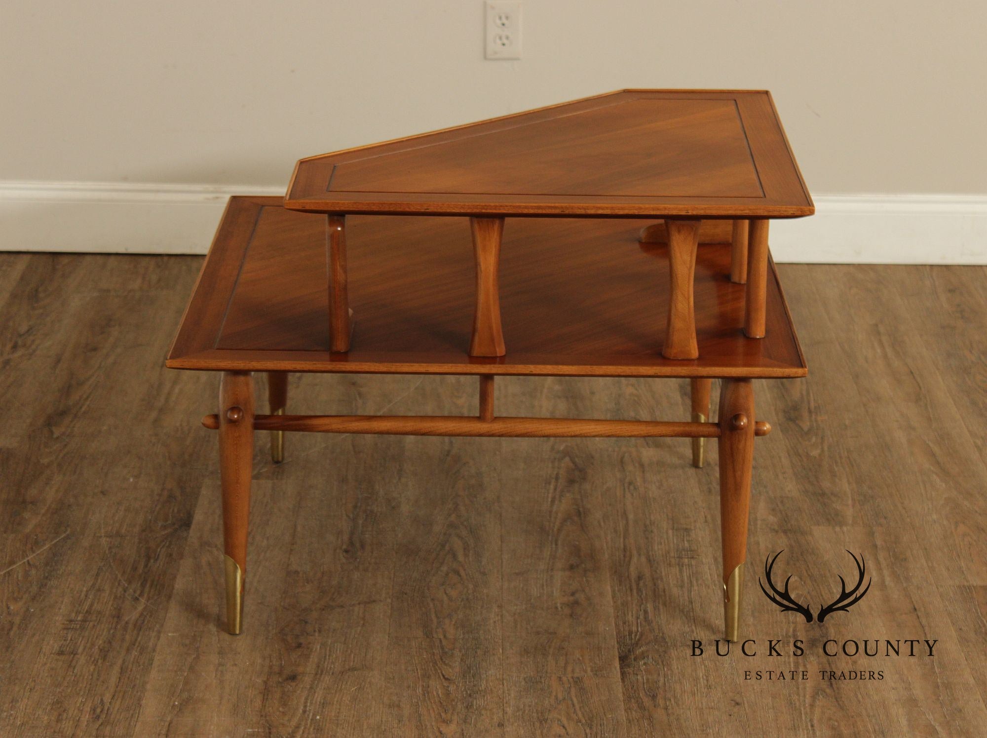 Lane Copenhagen Mid-Century Modern Two-Tier Corner Table