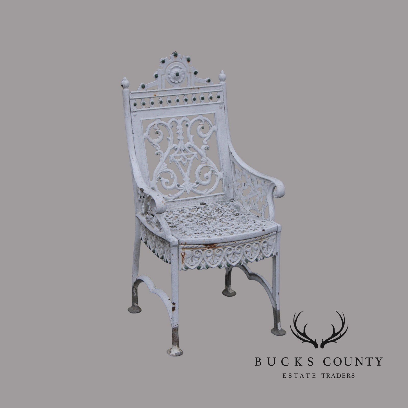 Antique Gothic Revival Cast Iron Garden Chair