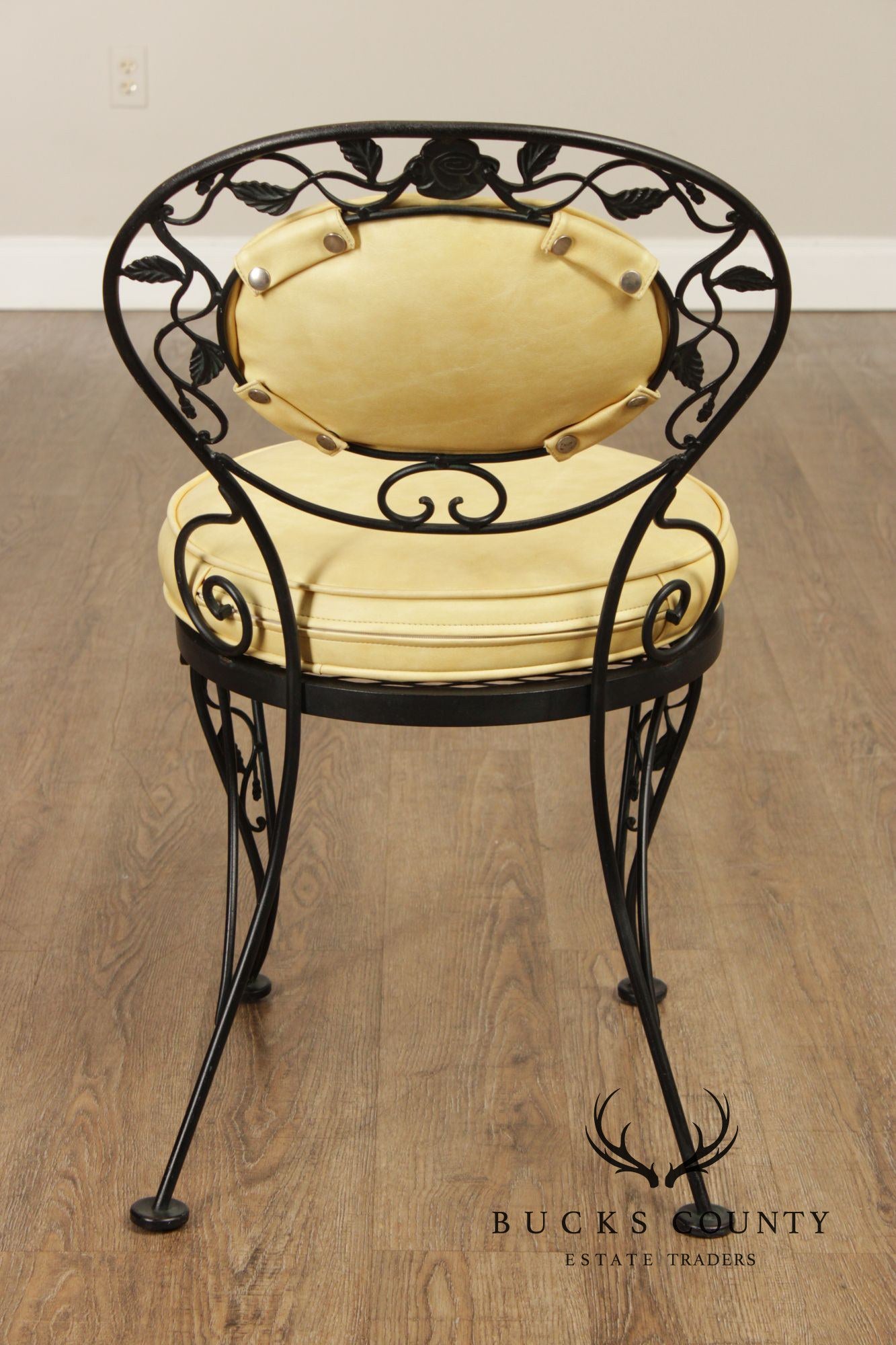 Woodard 'Chantilly Rose' Vintage Set of Four Wrought Iron Dining Chairs