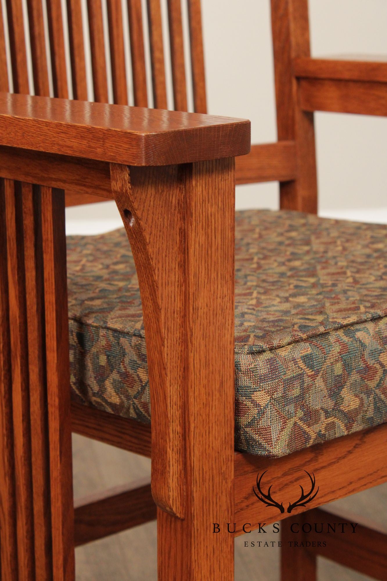 Mission Style Custom Quality Set Of Six Oak Spindle Dining Chairs