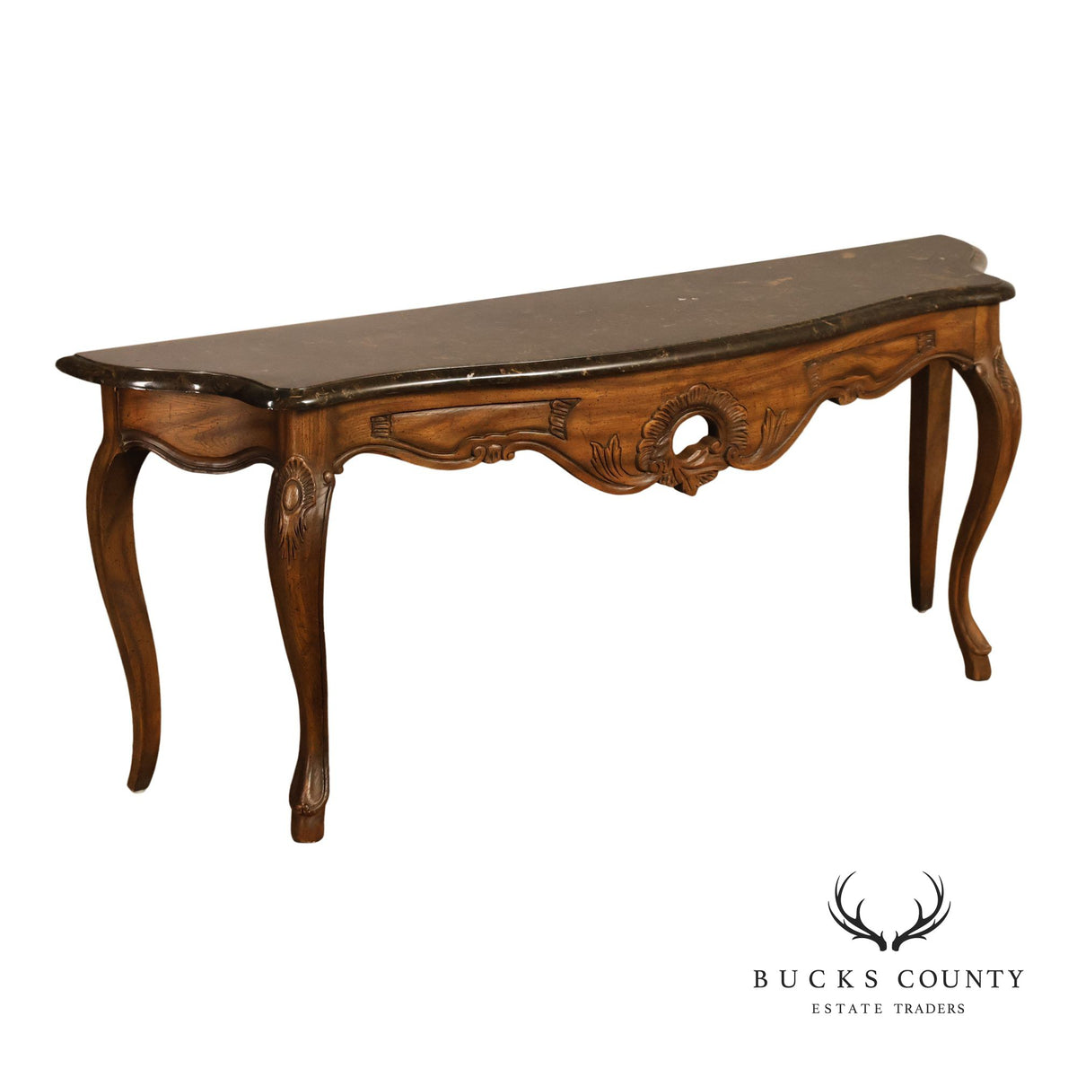 Italian Rococo Style Vintage Faux Marble Top Console
