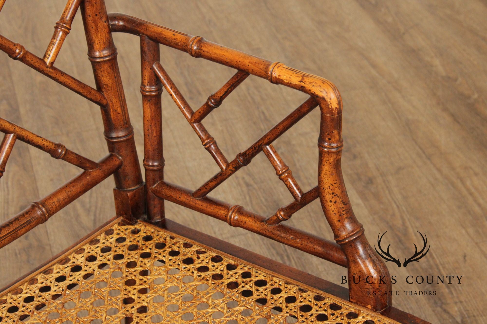 Chinese Chippendale Style Faux Bamboo Armchair