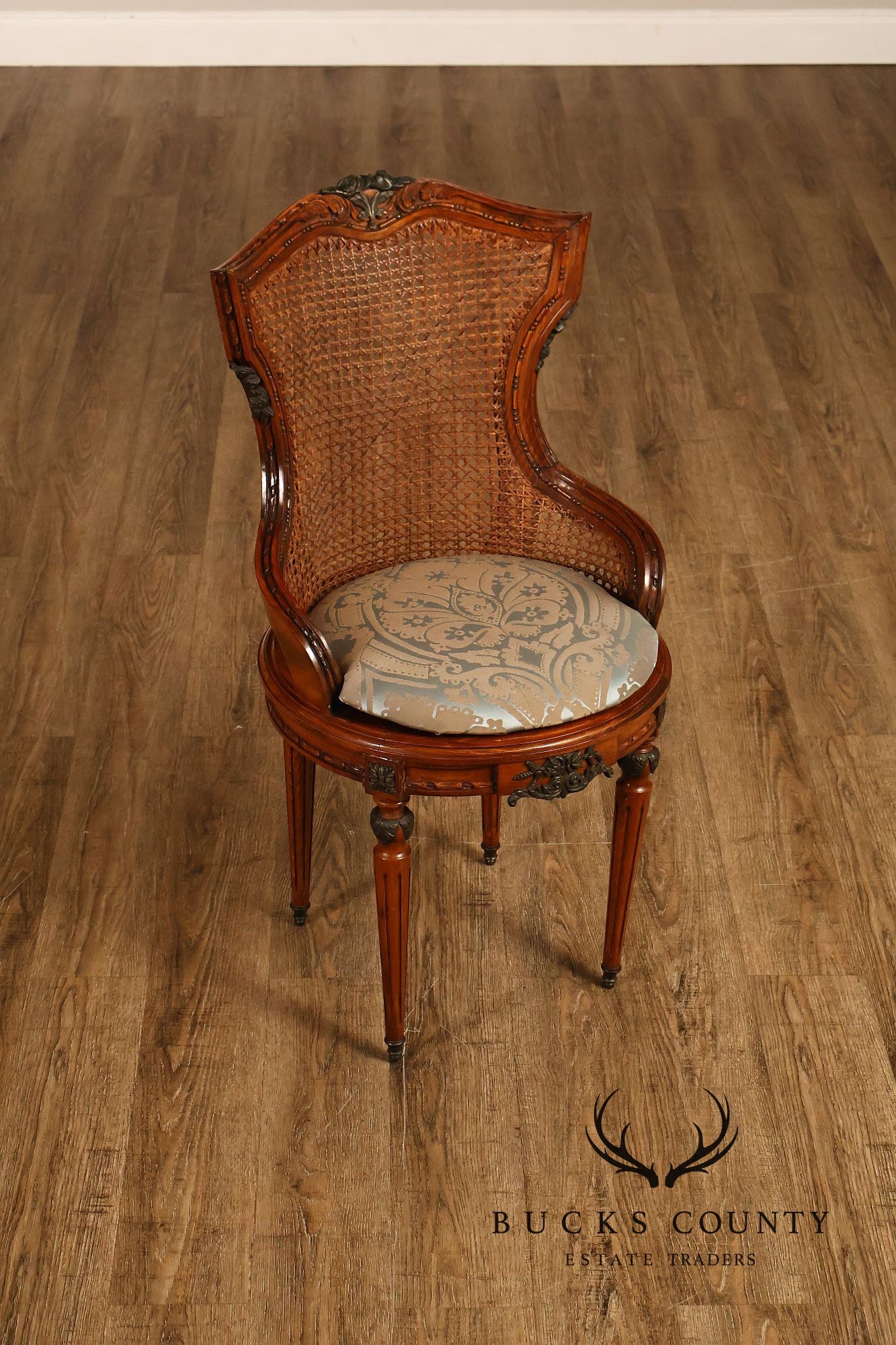 French Louis XVI Style Vintage Set Of 12 Caned Dining Chairs