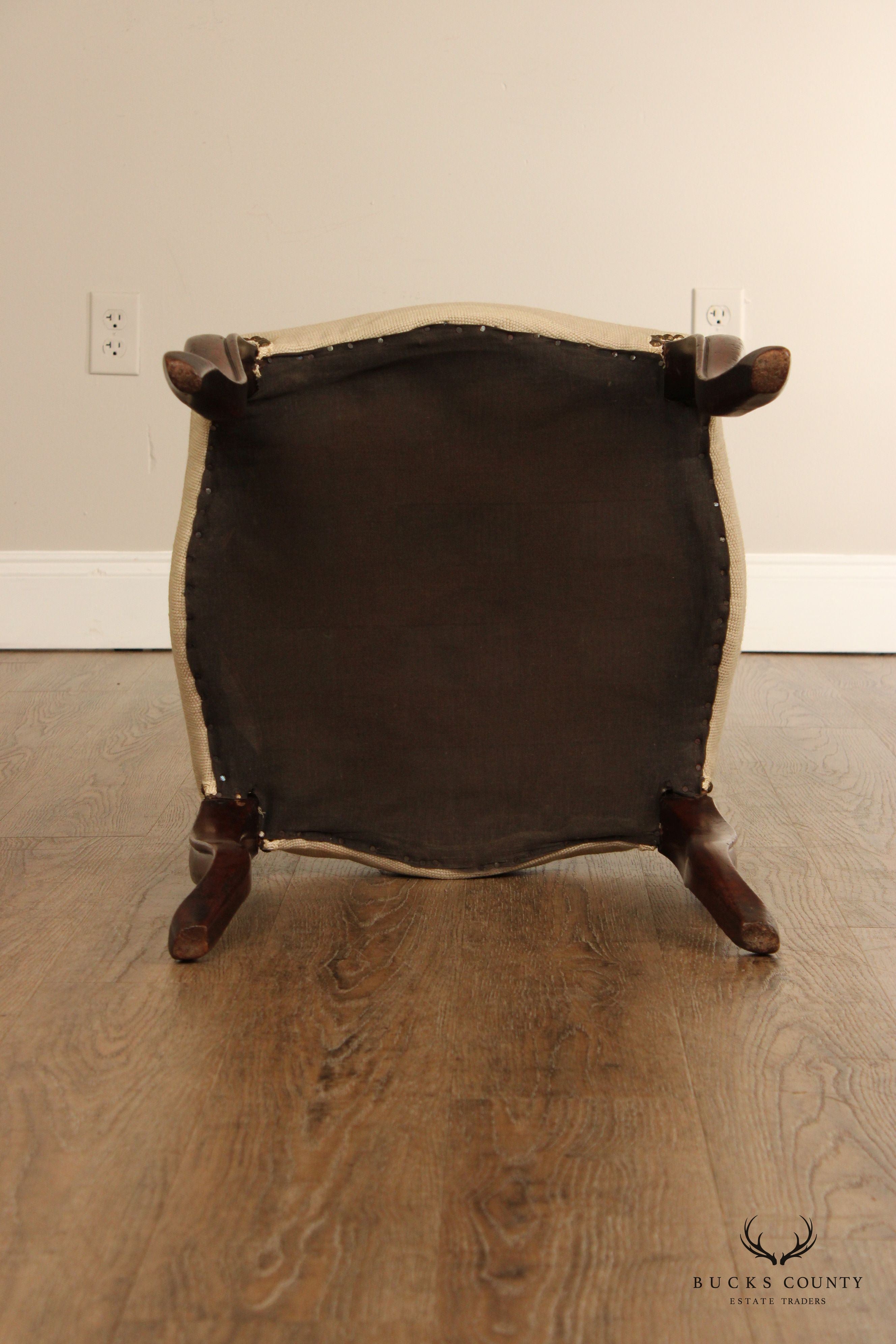 French Louis XV Style Needlepoint Foot Stool Ottoman
