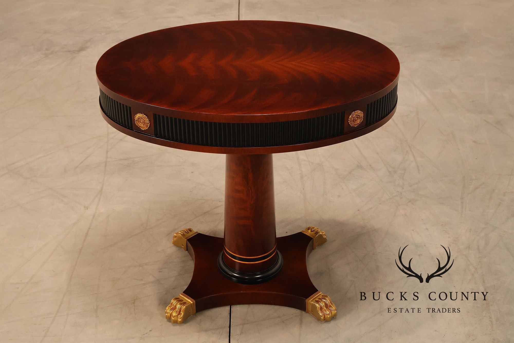 Mariner Neoclassical Style Pair Of Oval Mahogany Pedestal Tables