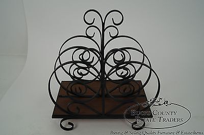 Custom Ornate Scrolled Wrought Iron Spanish Style Magazine Stand