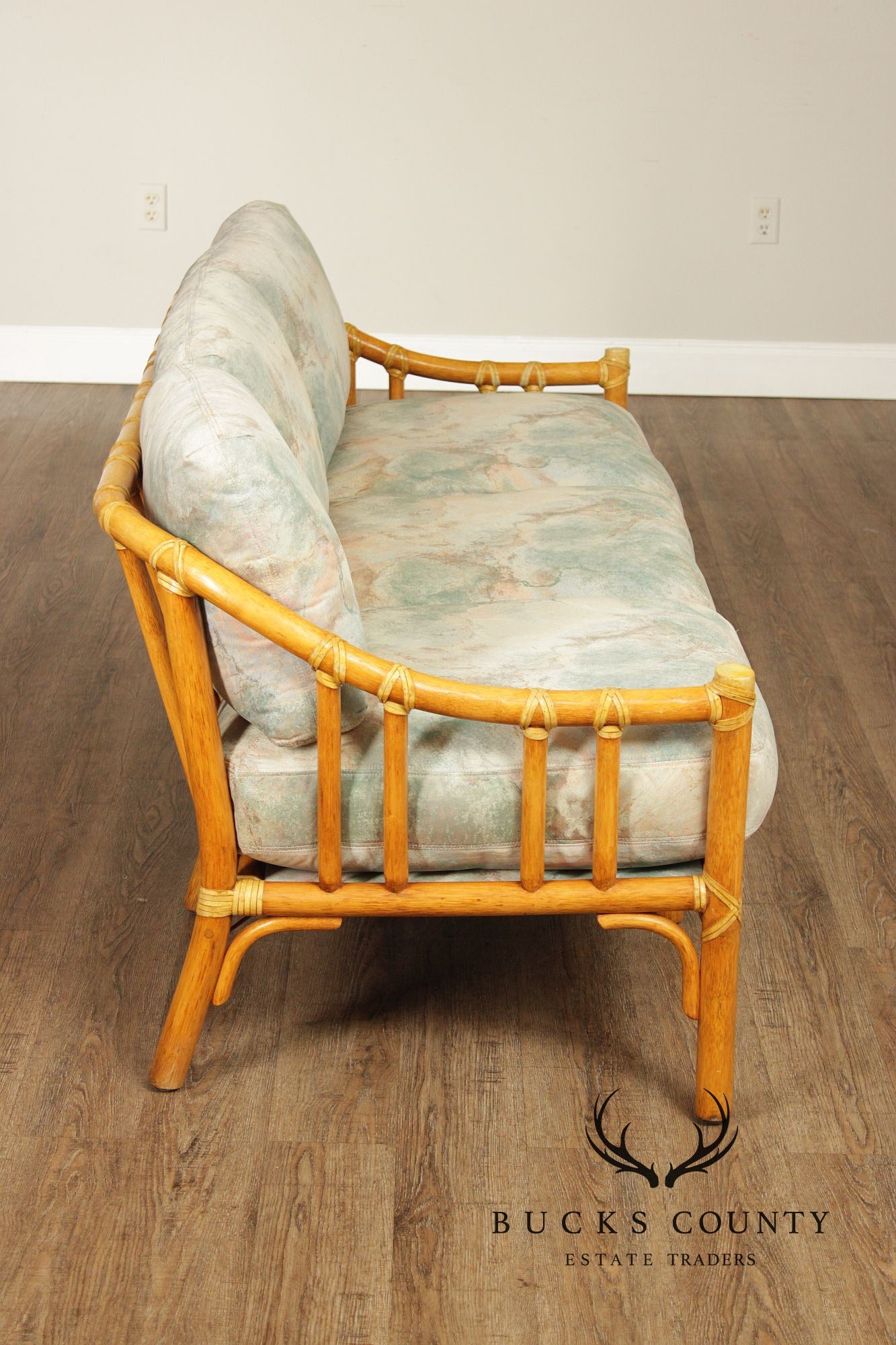 McGuire Organic Modern Rattan Three Cushion Sofa