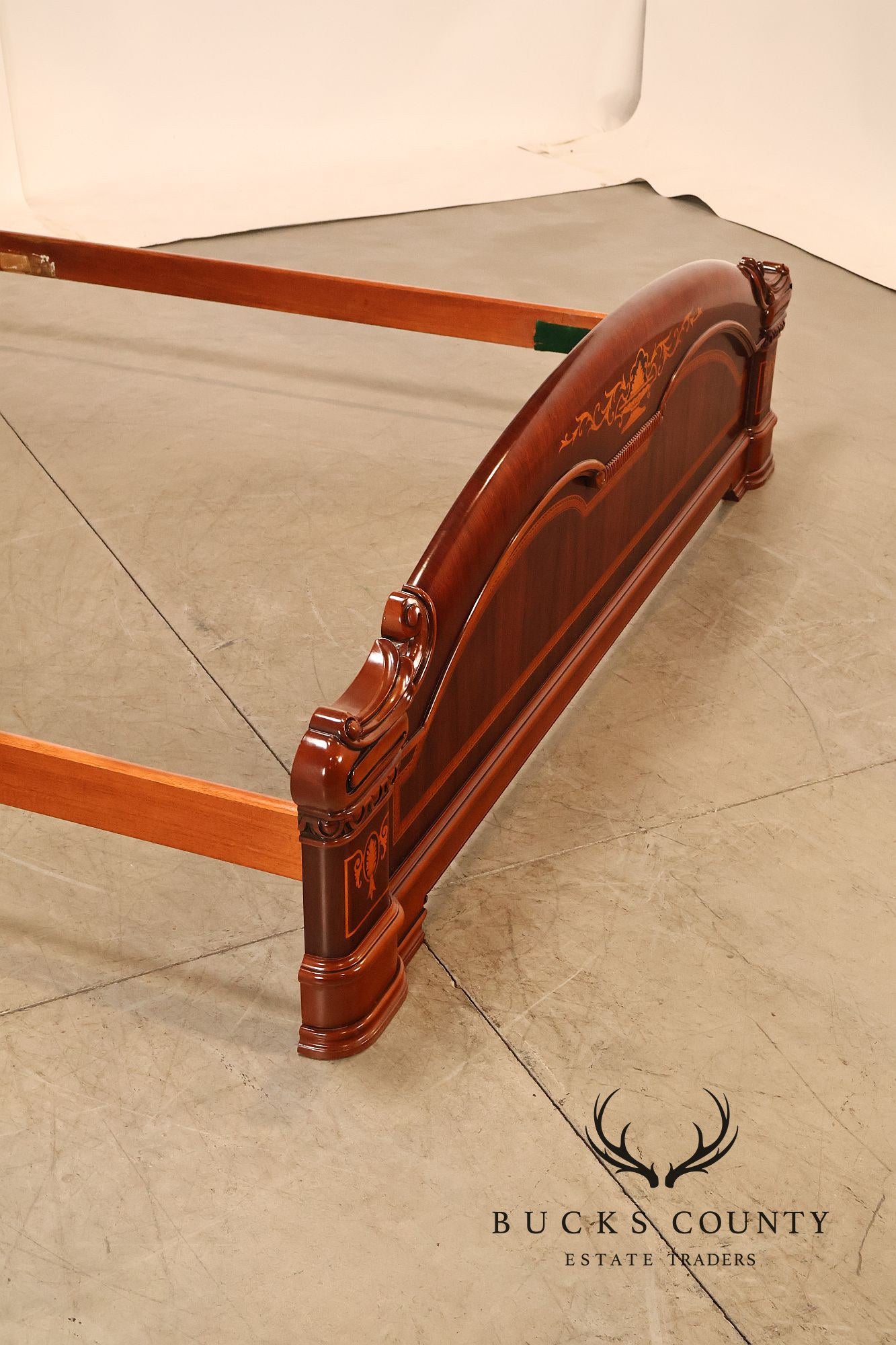 Italian Neoclassical Style King Size Mahogany Inlaid Bed
