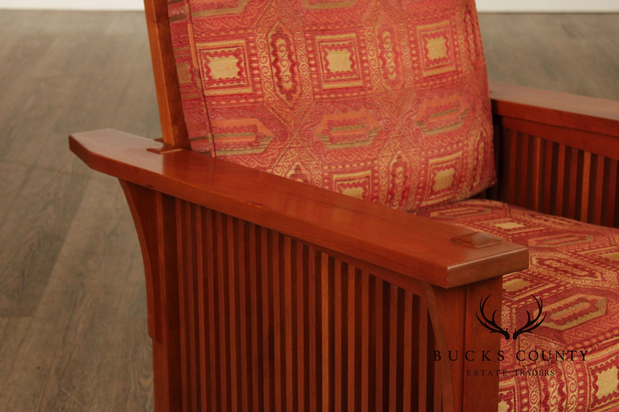 Stickley Mission Collection Cherry Compact Spindle Morris Chair And Ottoman
