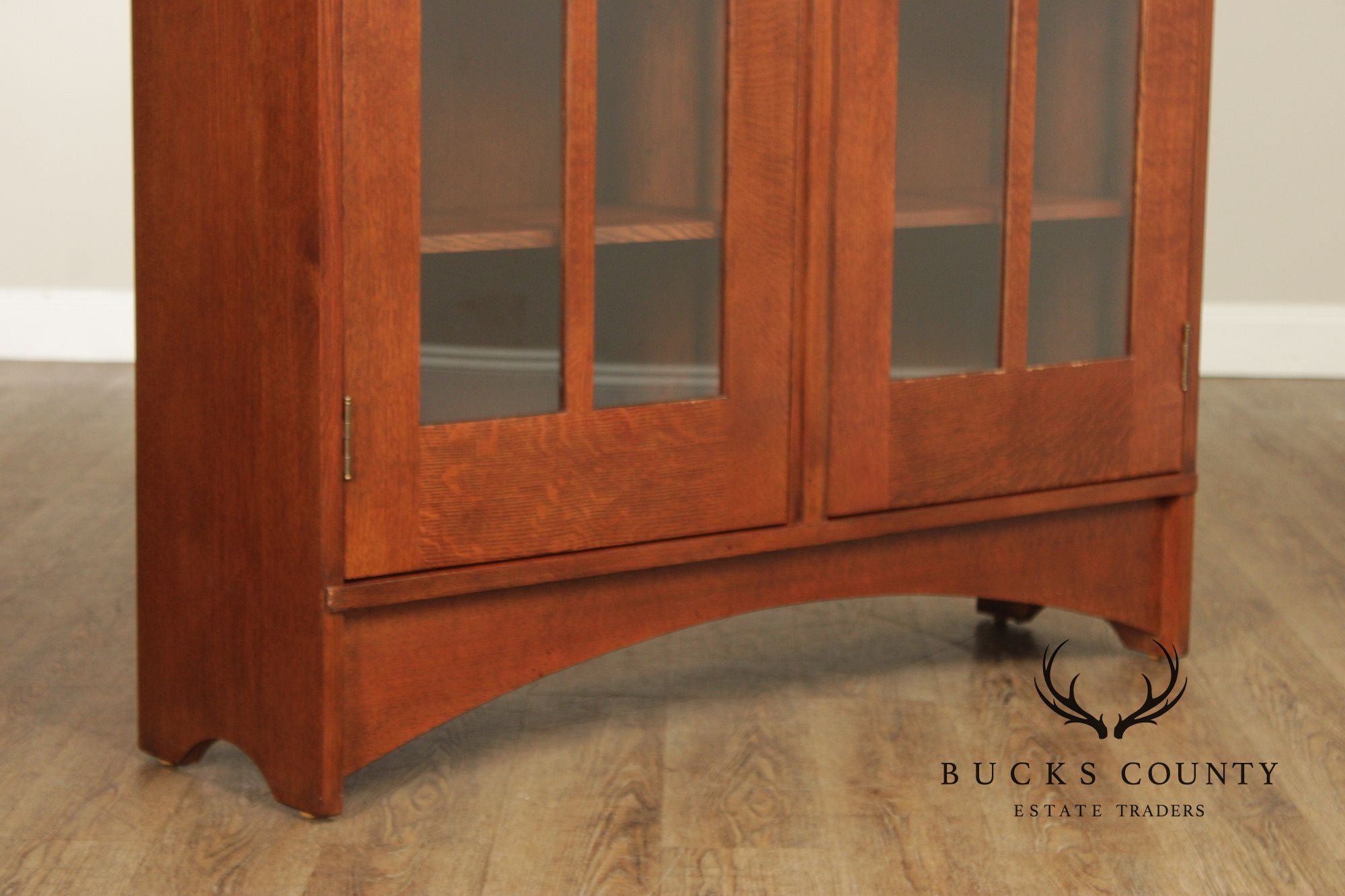 Stickley Mission Collection Oak Two Door Bookcase Harvey Ellis Inlaid Oak 2 Door Bookcase