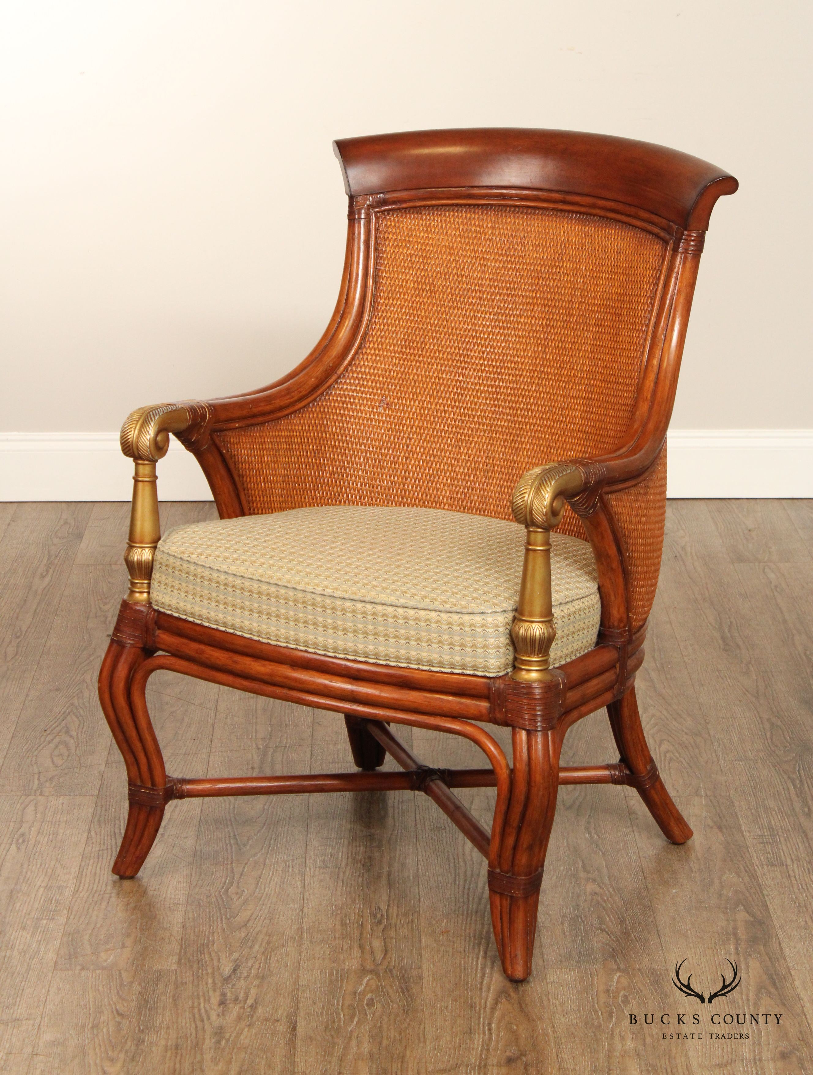 Ethan Allen British Colonial Style Rattan 'Bermuda' Armchair