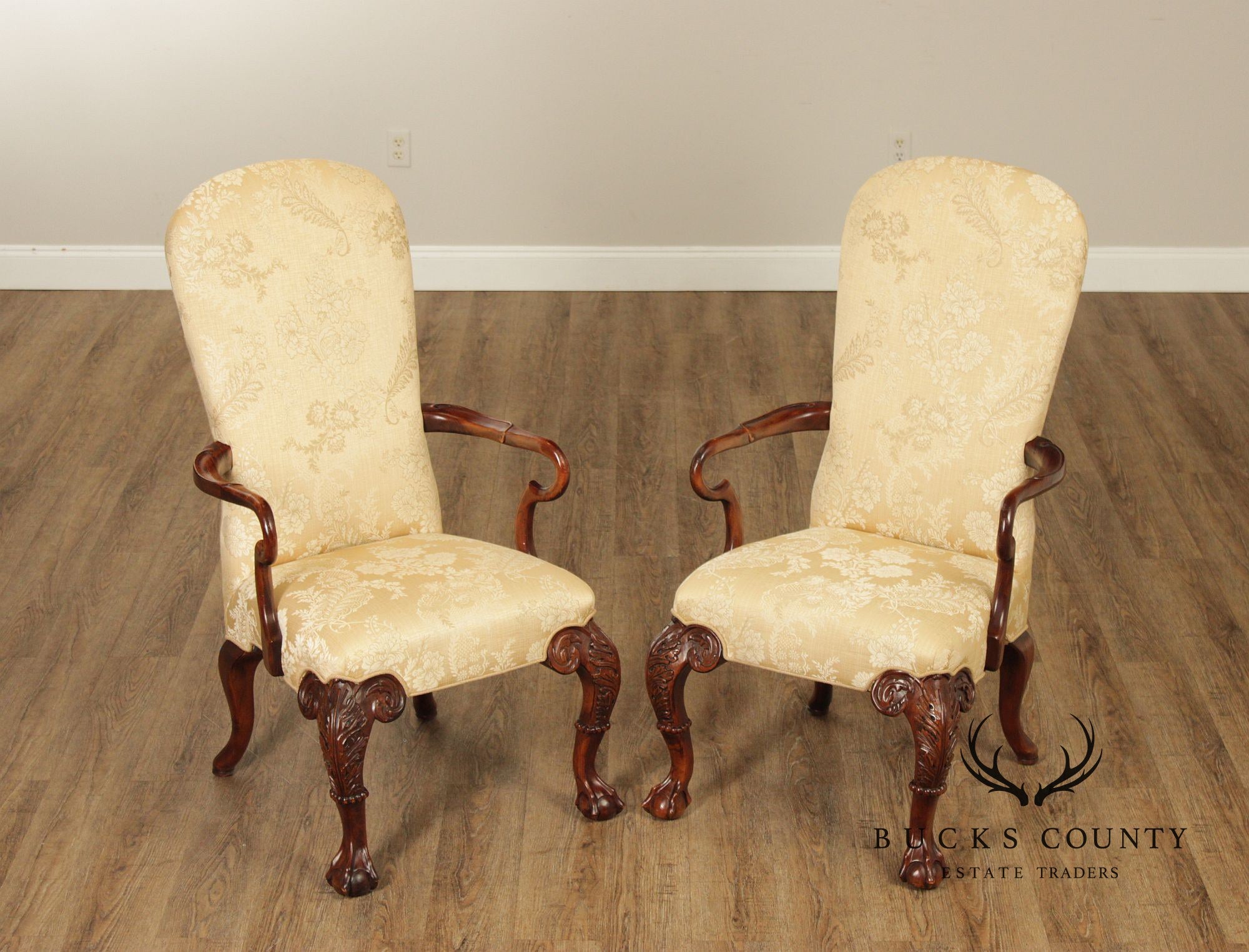 Century Furniture Georgian Style Pair of Mahogany Armchairs