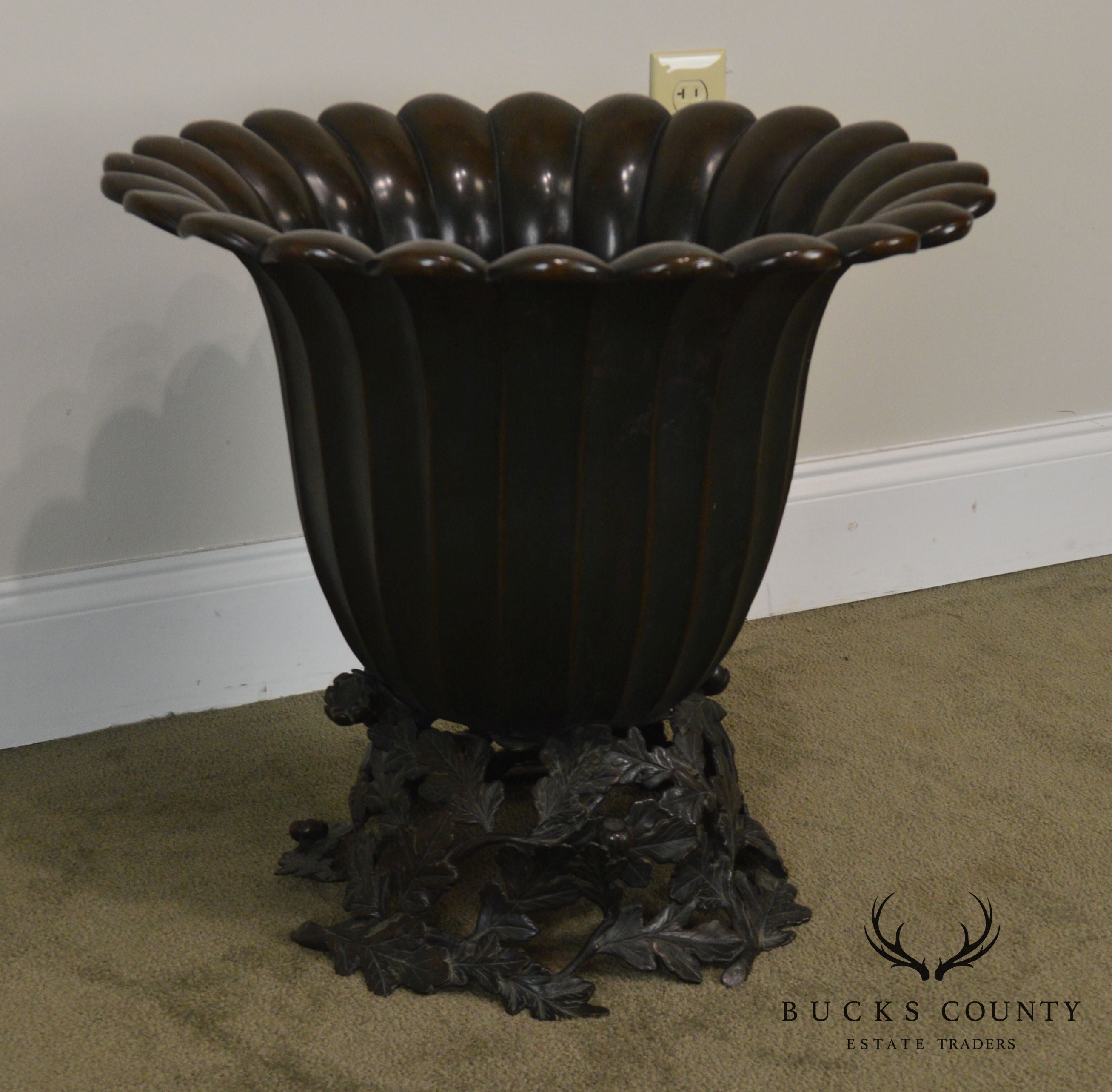 Japanese Antique Vintage Bronze Lotus Urn
