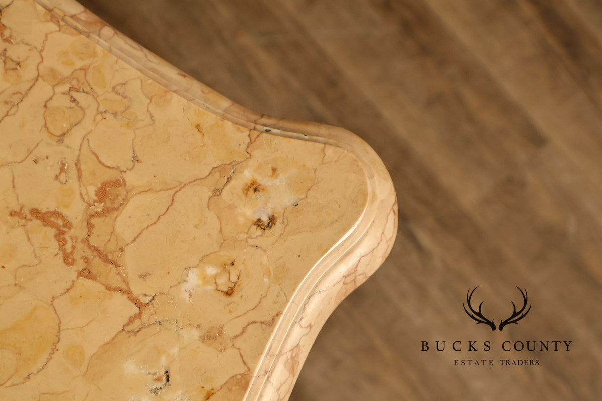 Louis XVI Style Fitted Marble Top Three-Drawer Commode