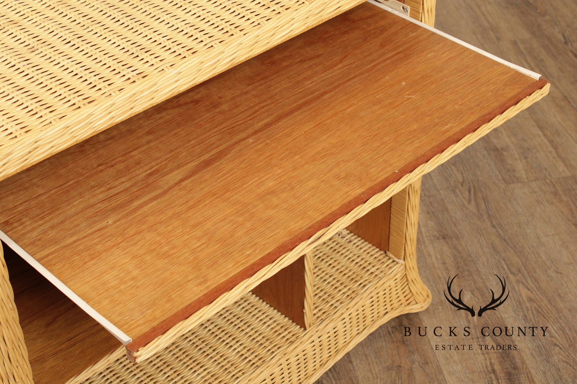 Vintage Wicker Computer Desk Console