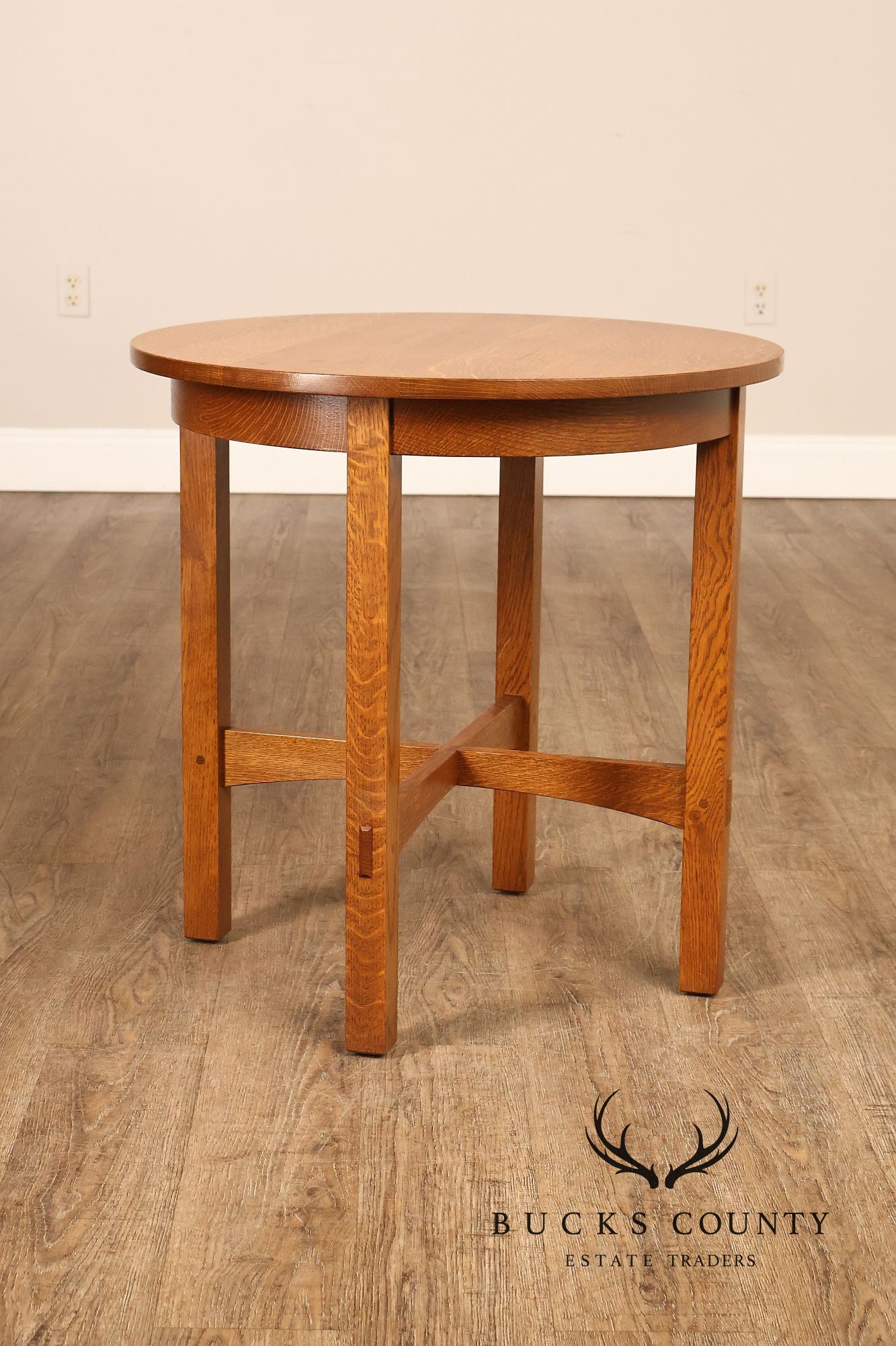 Stickley Mission Collection Round Oak Side Table