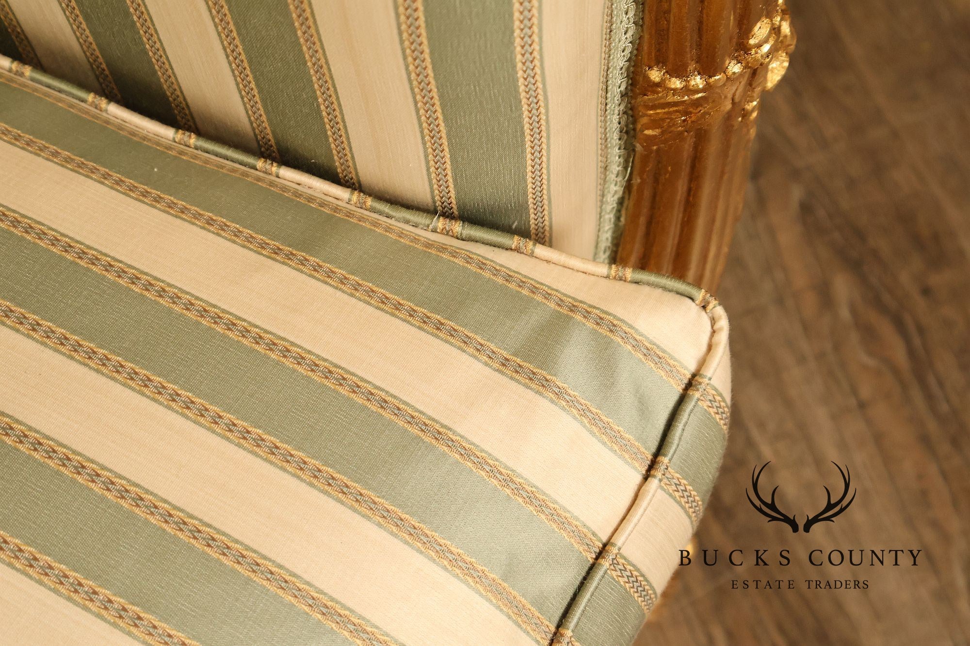 Quality Empire Style Swan Carved Giltwood Upholstered Bench