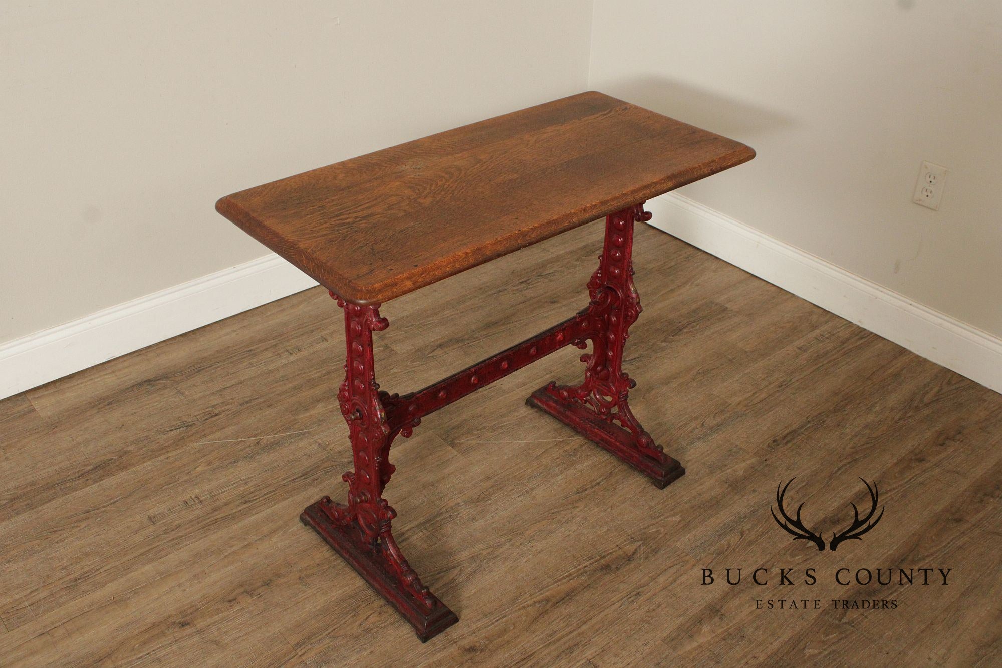 Antique Gaskell & Chambers Oak and Cast Iron Pub Table