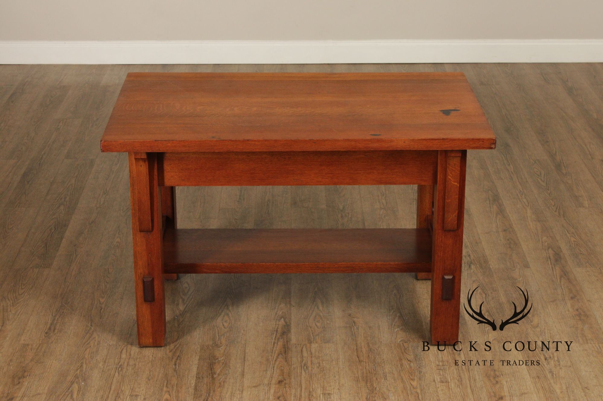 Antique Arts and Crafts Oak Library Table Writing Desk