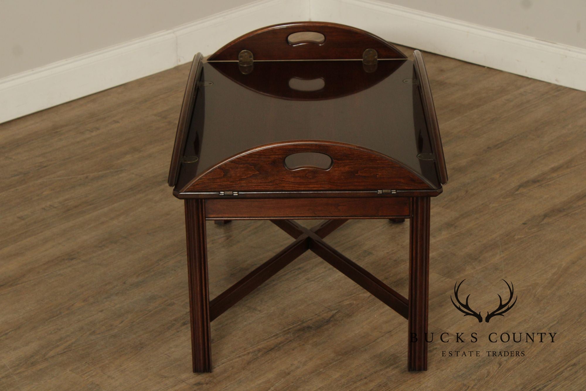 Ethan Allen Georgian Court Collection Chippendale Style Cherry Butler's Tray Coffee Table