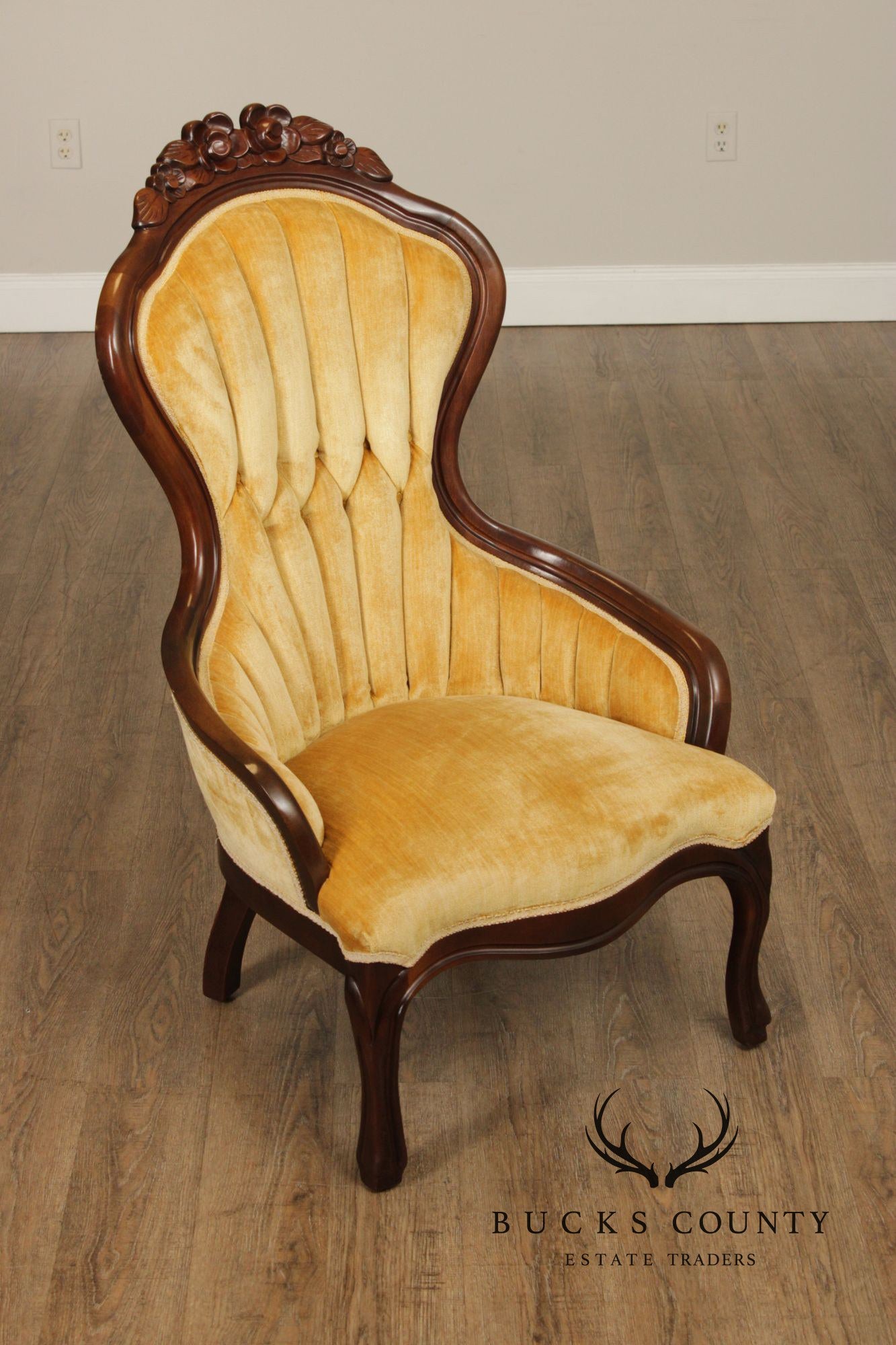 Kimball Furniture Victorian Style Pair of Carved Mahogany Parlor Chairs