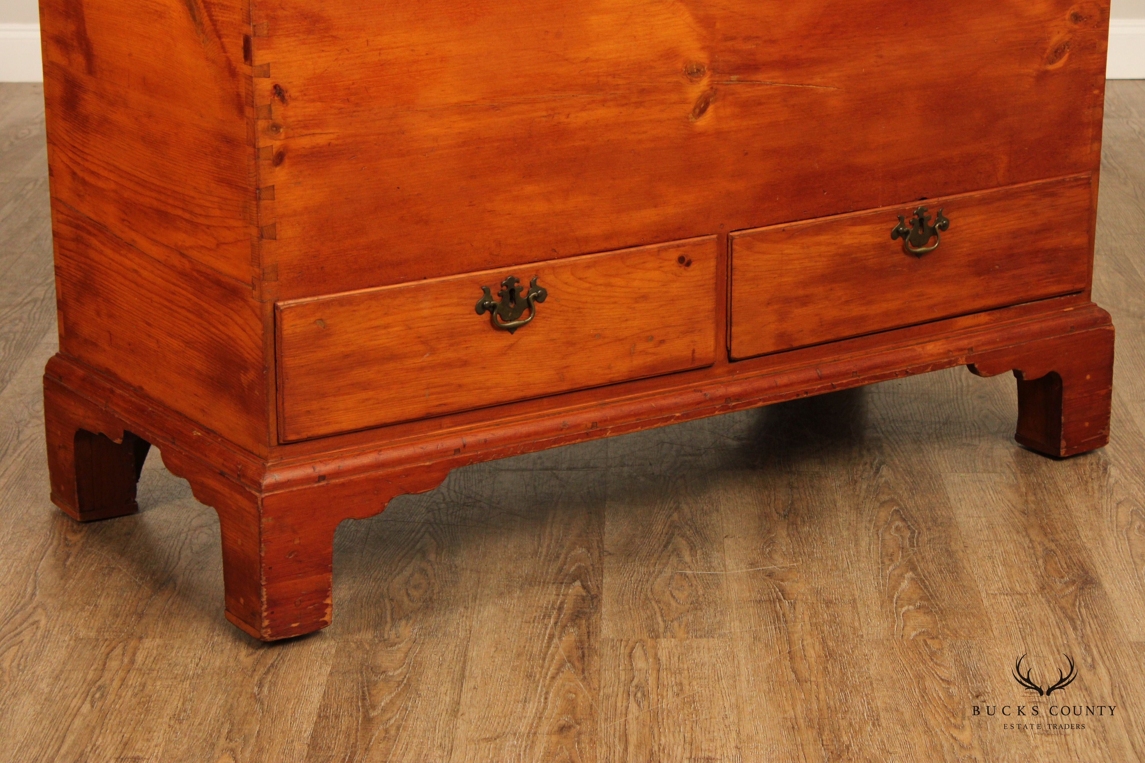 Antique Chippendale Large Two-Drawer Pine Blanket Chest