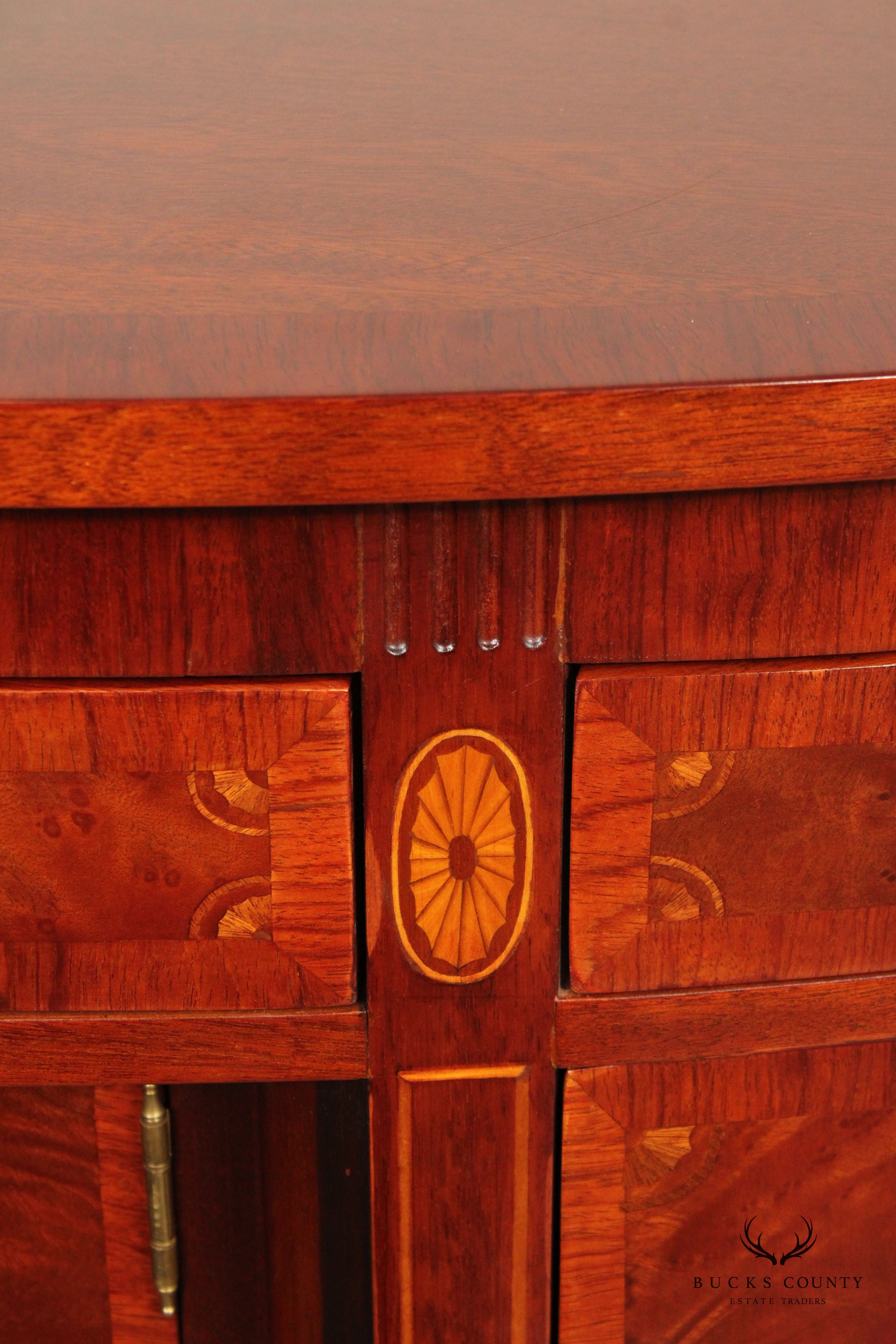 Hepplewhite Style Banded Mahogany Demilune Sideboard