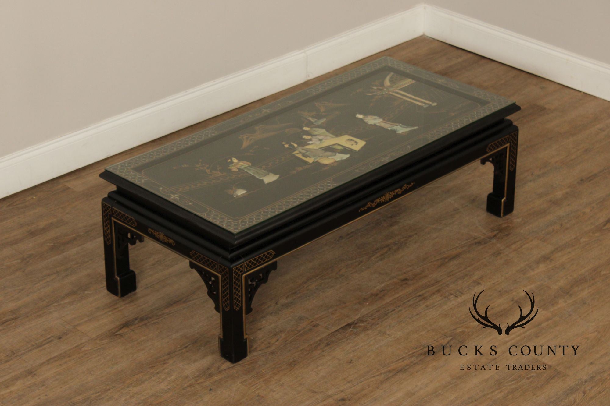 Chinoiserie Glass Top Coffee Table