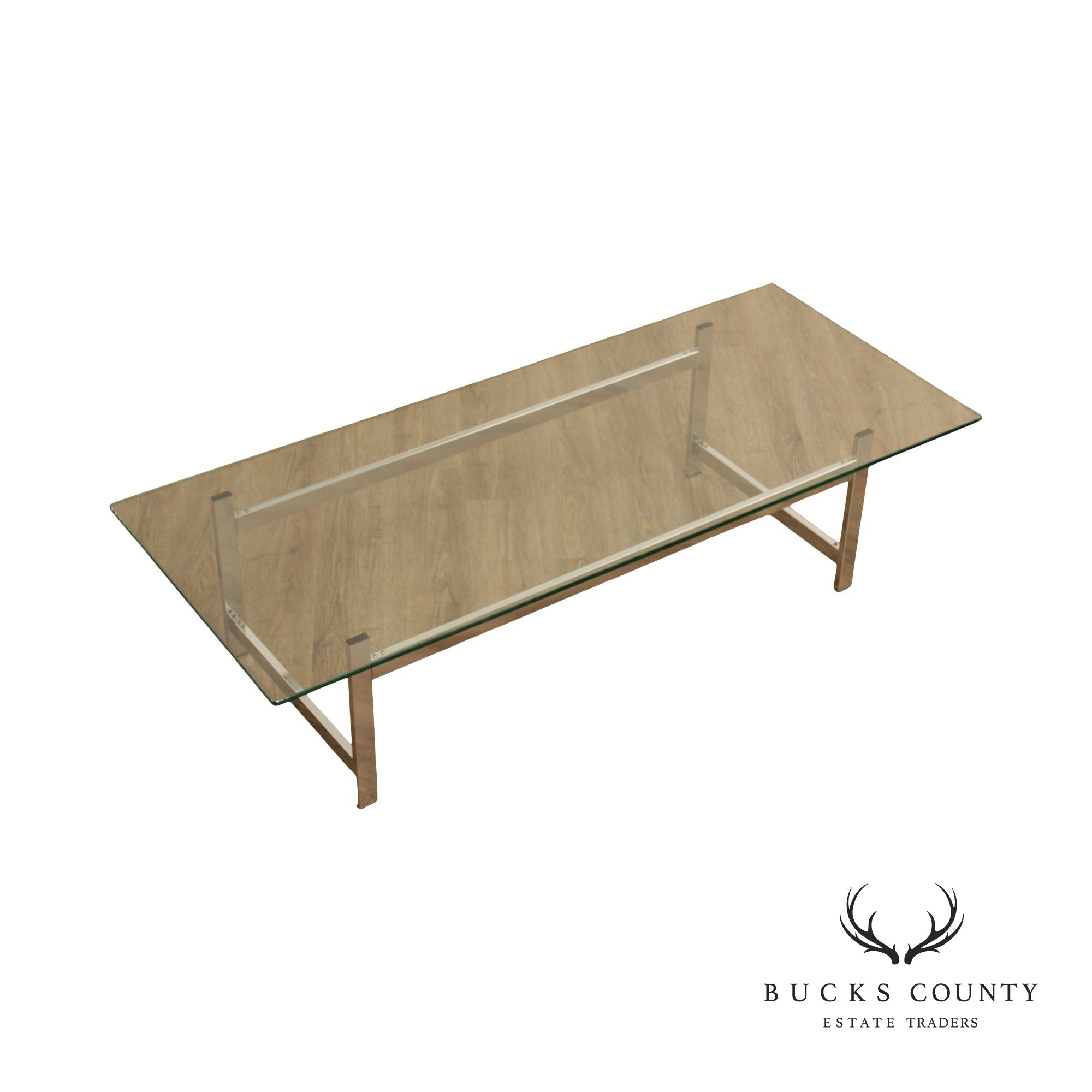 Modern Glass Top Chrome Coffee Table