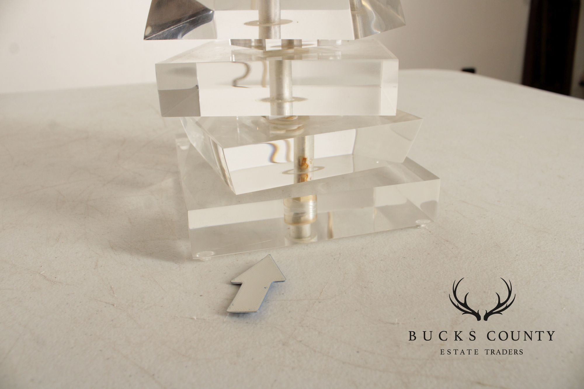 George Bullio 1970's Modern Stacked Lucite Table Lamp
