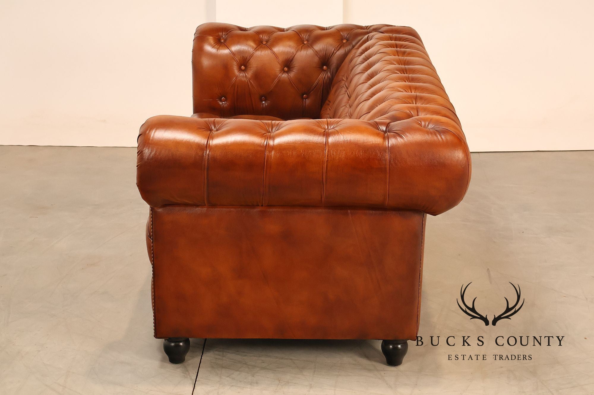Chesterfield Style Brown Leather Sofa