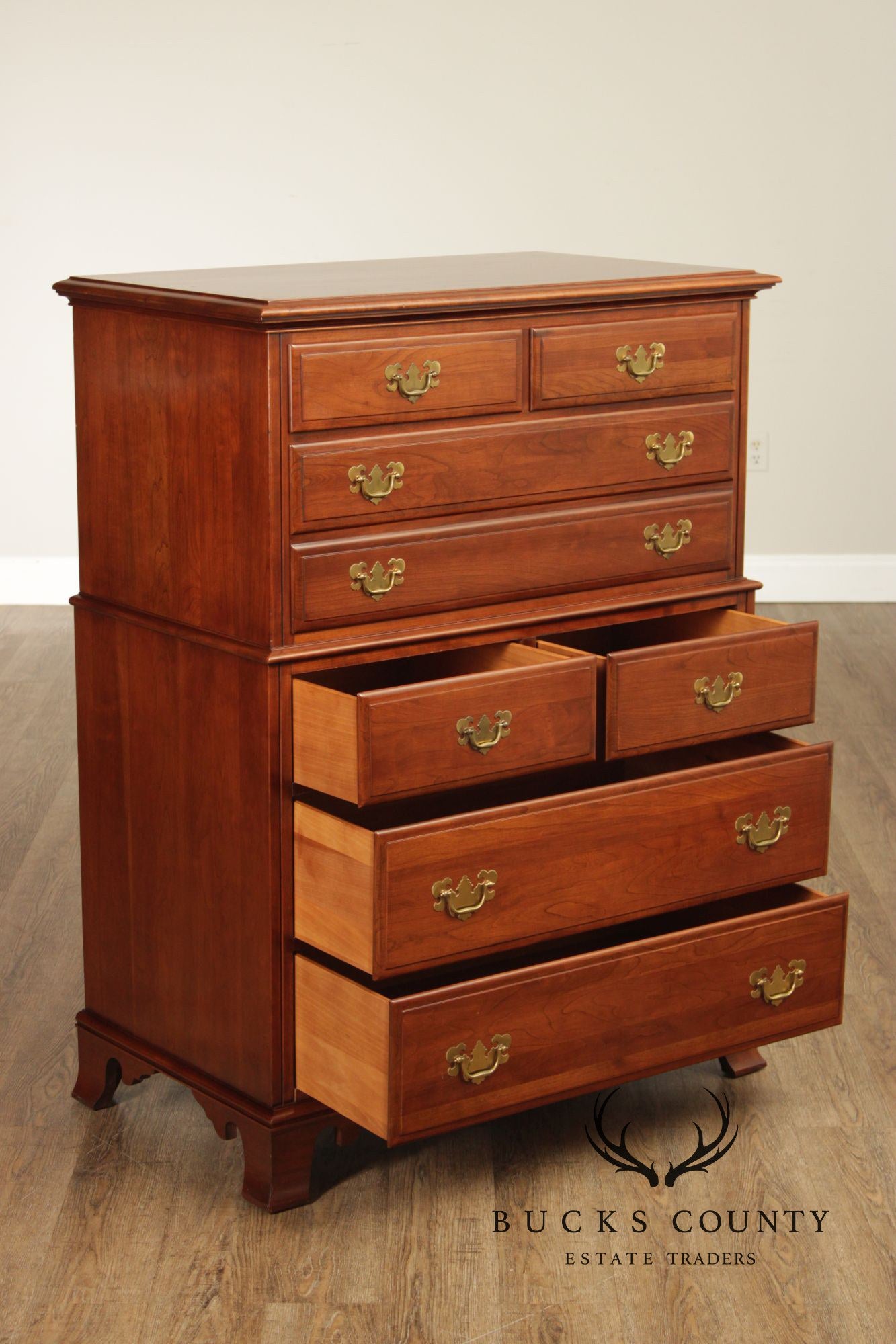 Kling Chippendale Style Cherry Chest on Chest