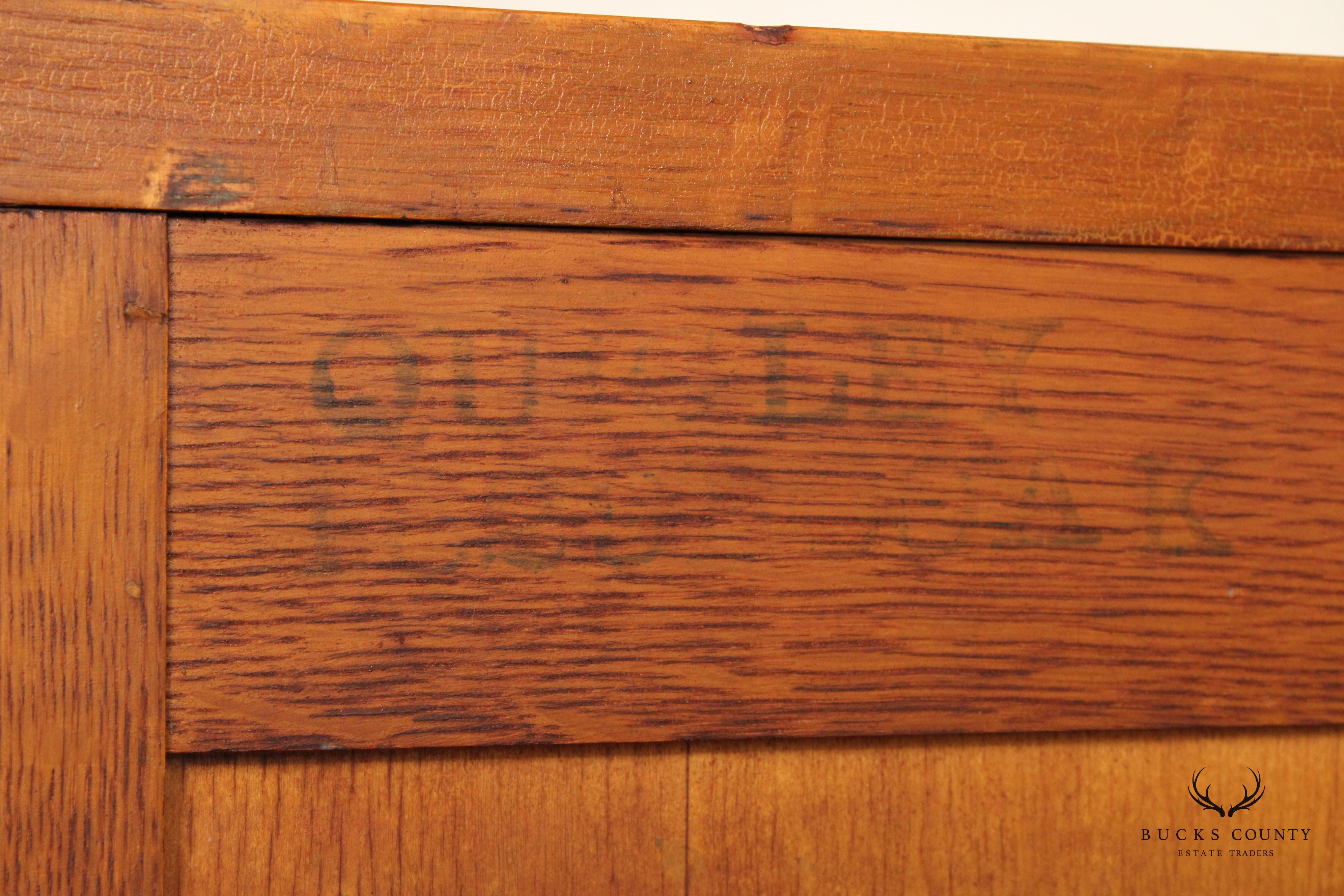 Antique Mission Oak Sliding Glass Door Bookcase