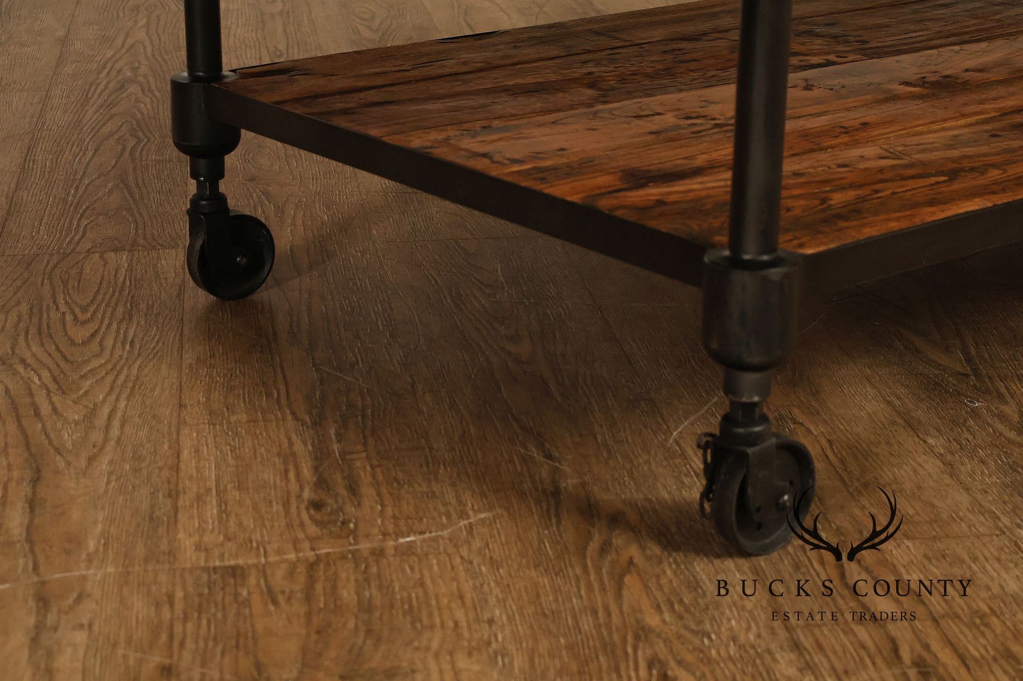 Industrial Style Two-Tier Rolling Coffee table