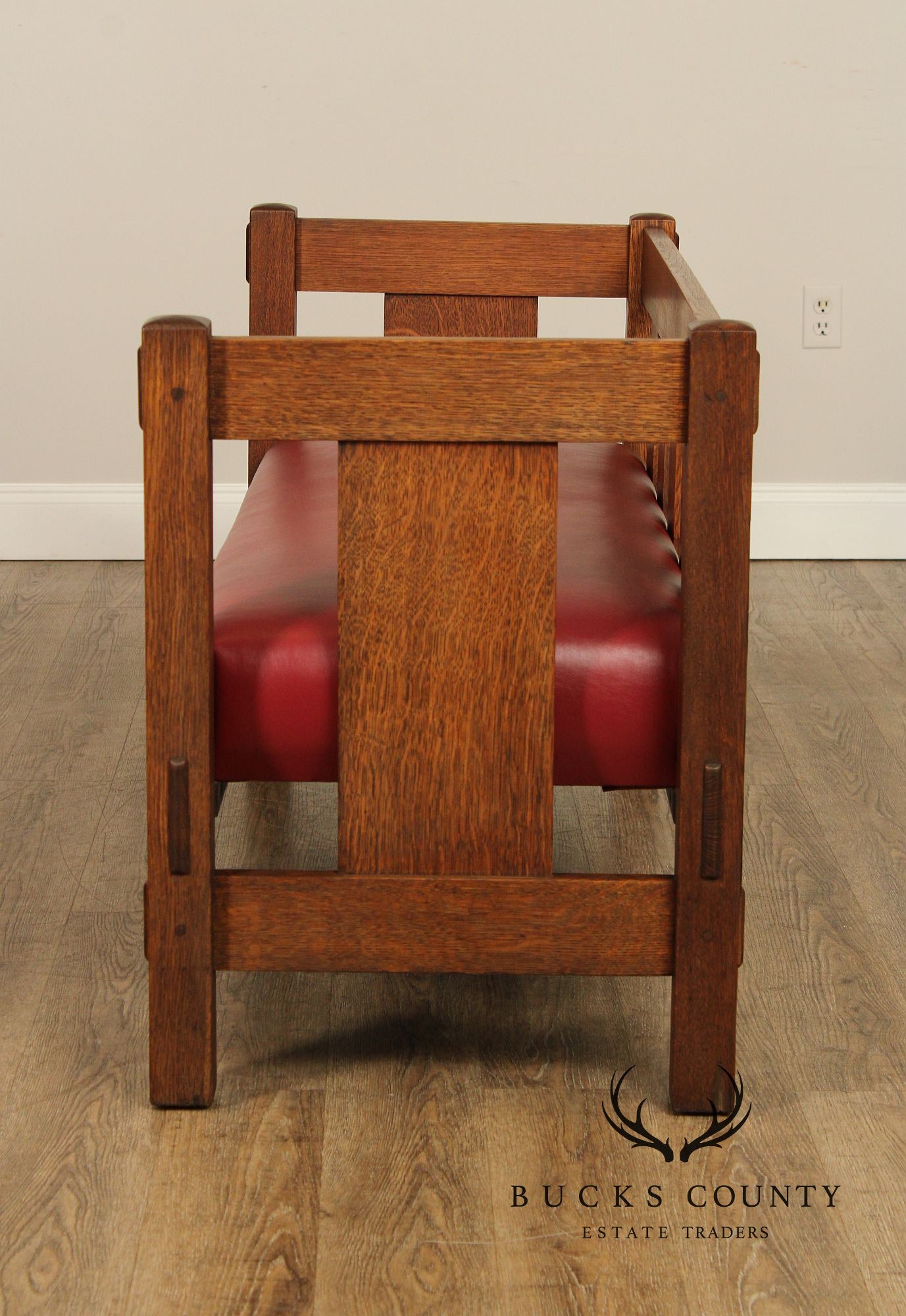 Antique Gustav Stickley Mission Oak Settle Model 205
