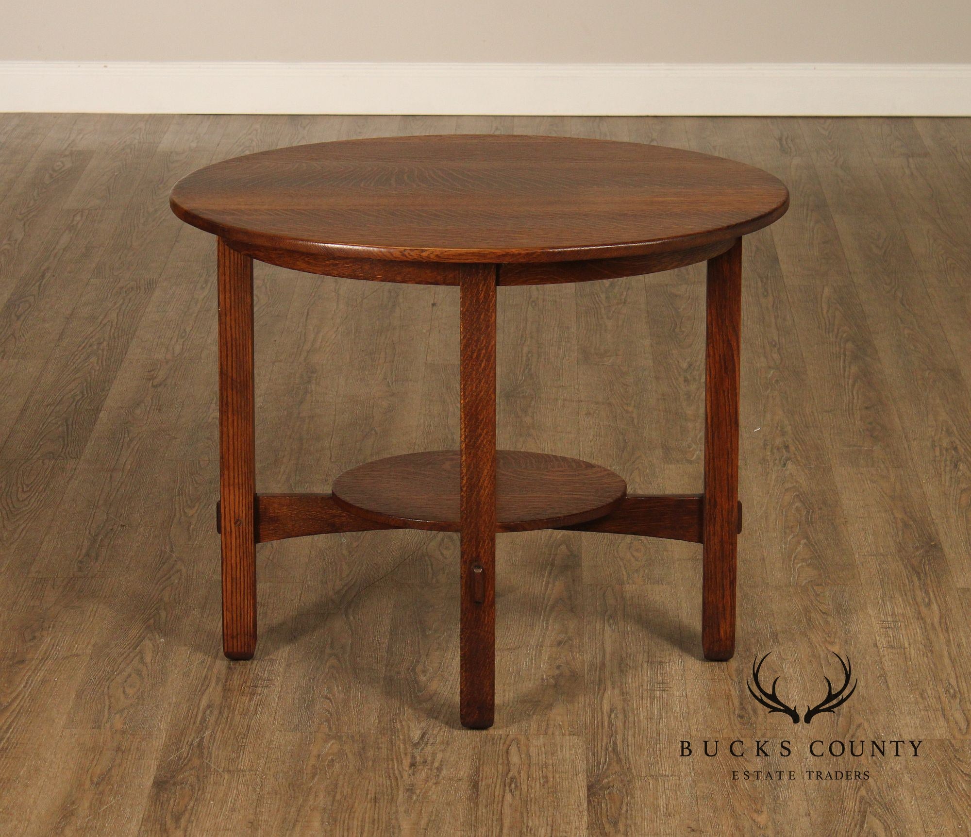 Antique Stickley Brothers Mission Oak Oval Lamp Table